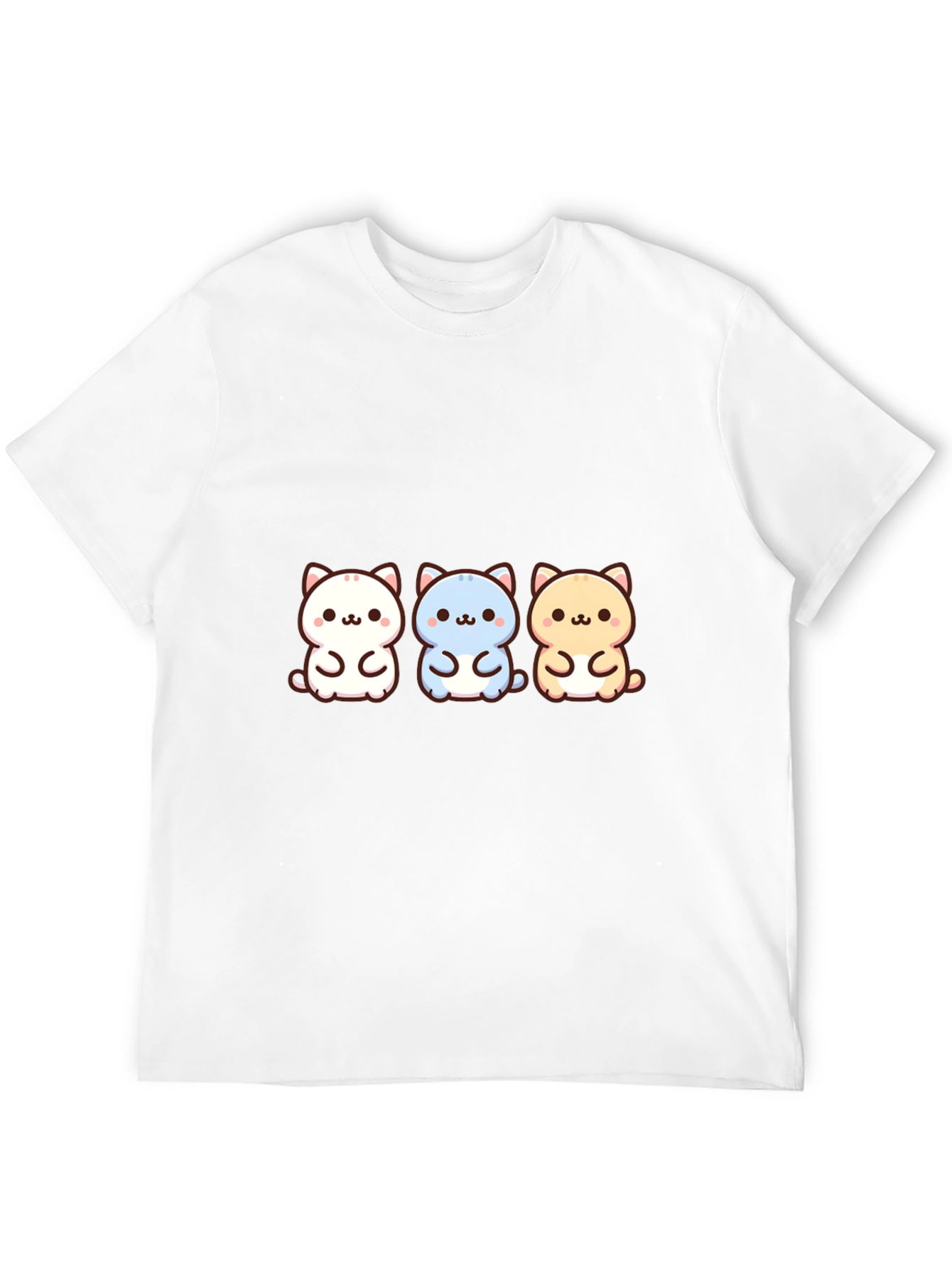Black Cute Cartoon Cat Trio Black T-Shirt view 12