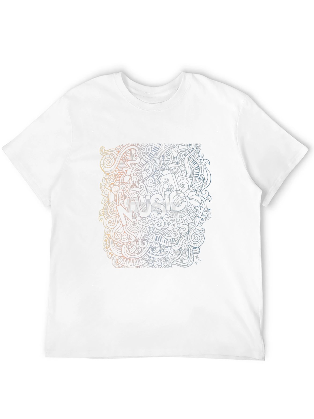 Black Music Doodle Black T-Shirt for Men view 12