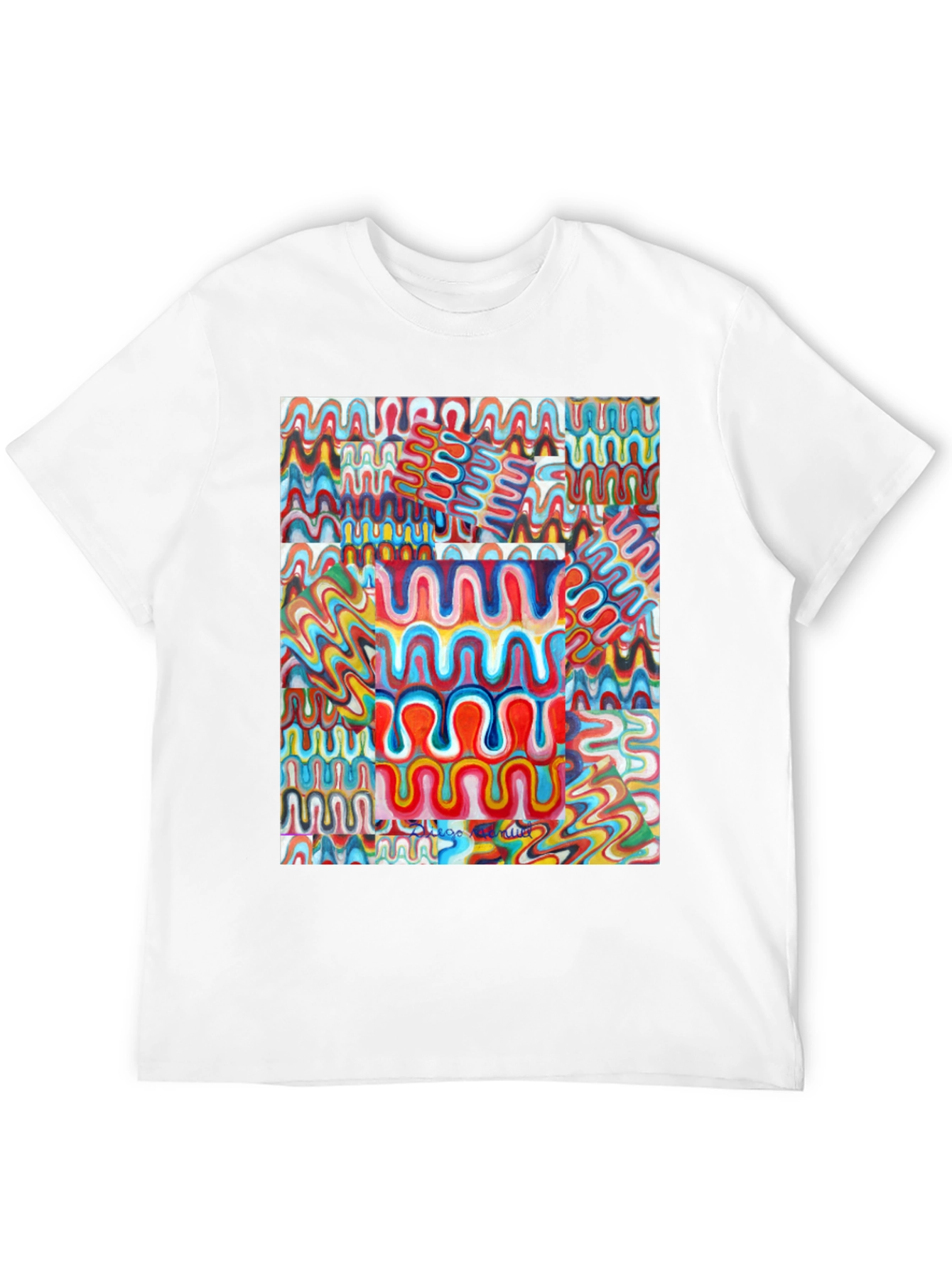 Black Retro Wave Art Black T-Shirt view 12