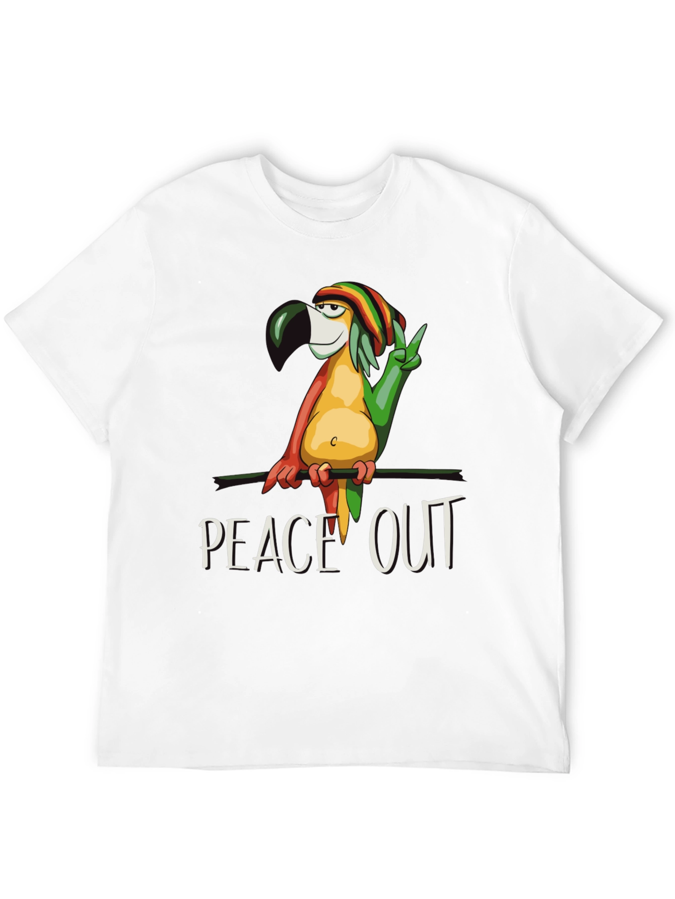 Black Peace Out Parrot Graphic T-Shirt view 12