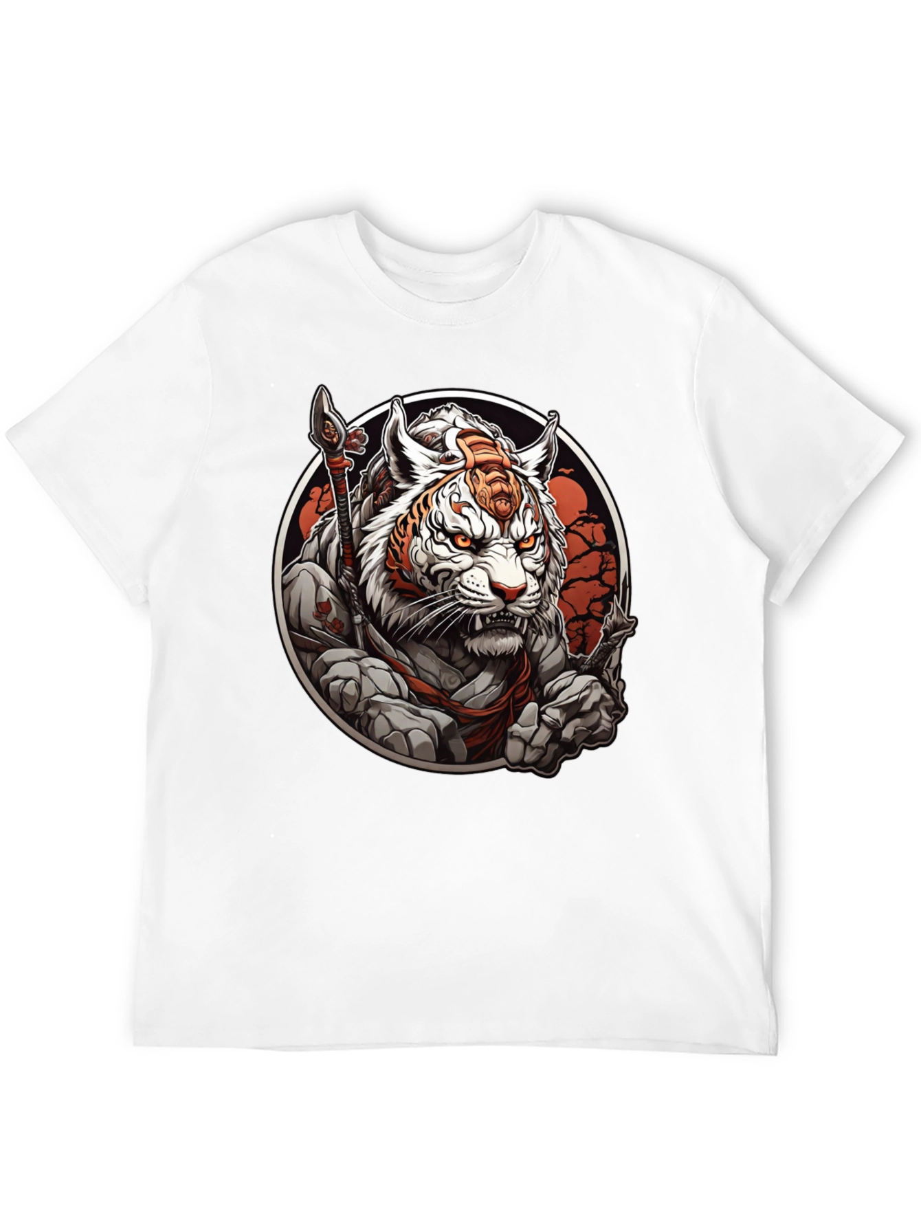 Black Tiger Warrior Graphic Tee - Men's Black T-Shirt view 12