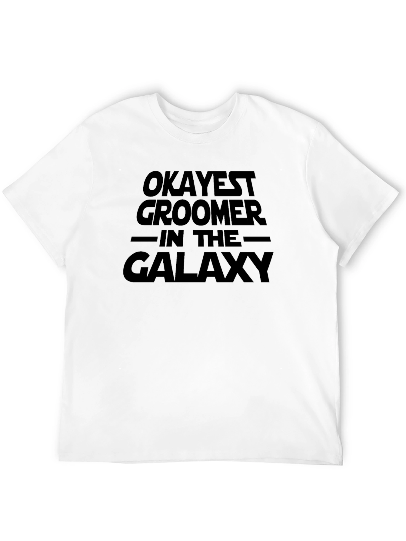 Black Okayest Groomer in the Galaxy Black T-Shirt view 12