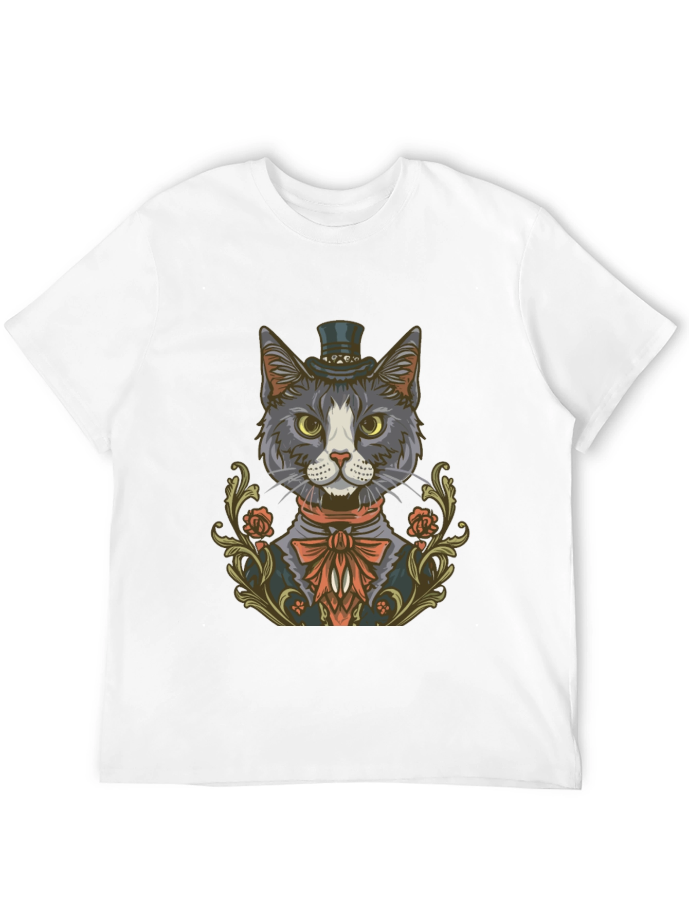 Black Dapper Cat Top Hat Graphic Tee view 12