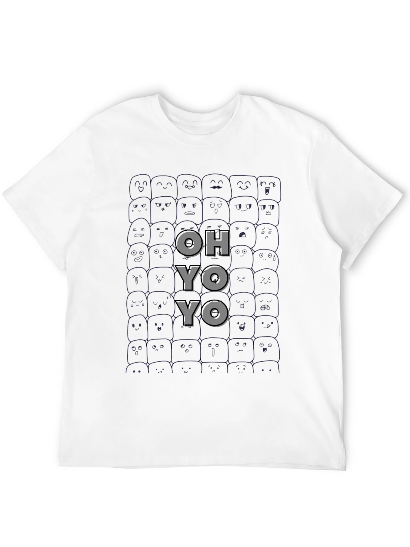 Black OH YO YO T-Shirt Funny Faces Black Cotton Tee view 12