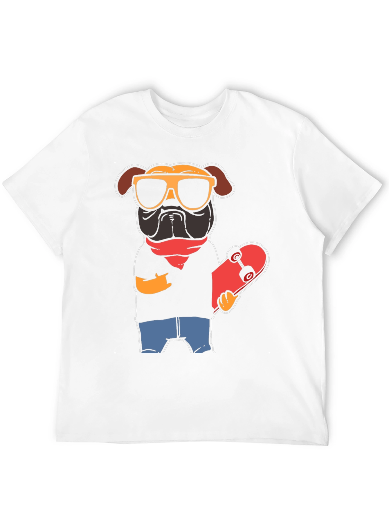 Black Cool Pug Skateboarder Graphic Tee view 12