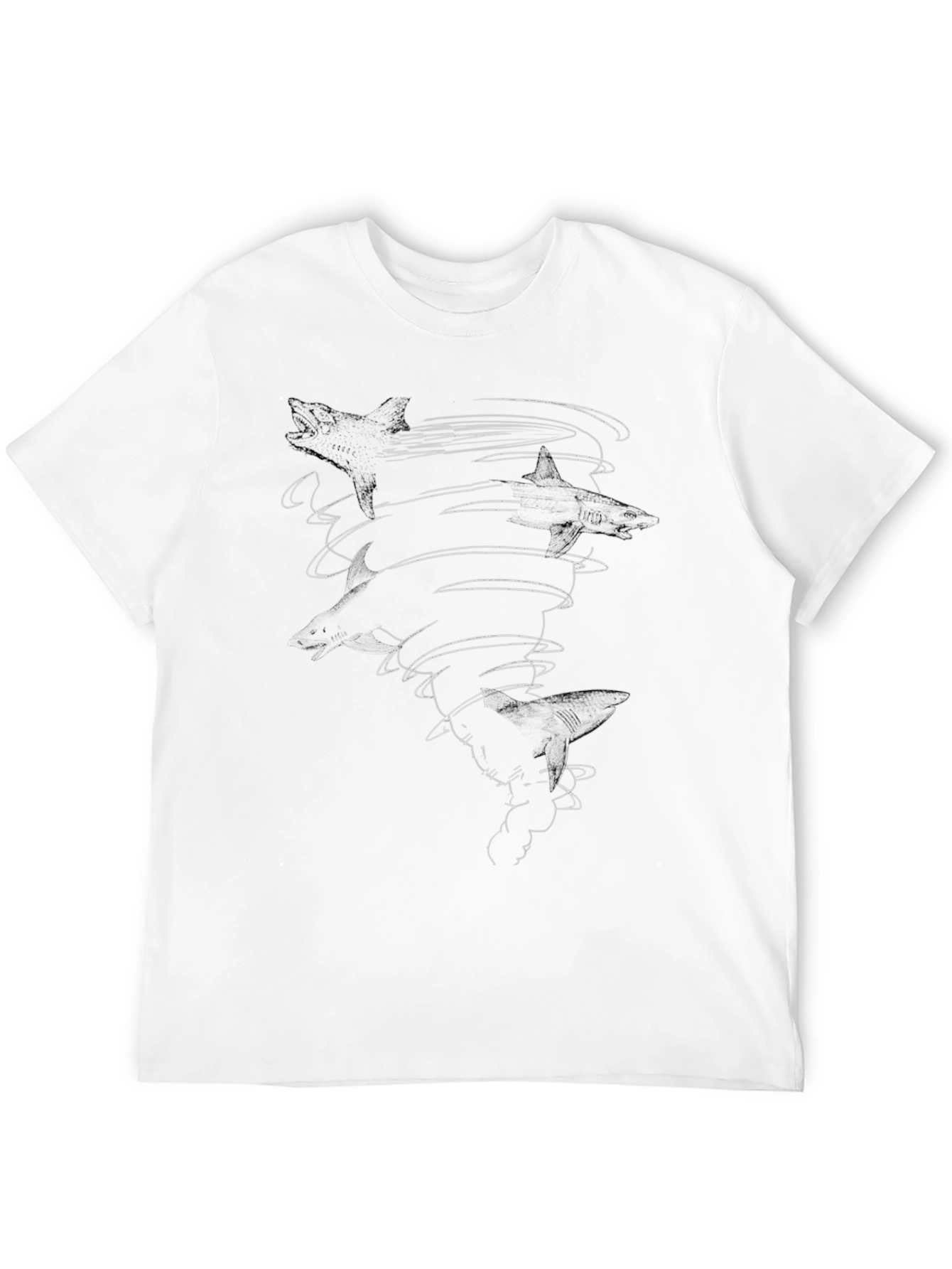 Black Sharknado Black Graphic Tee - Men's Cotton T-Shirt view 12