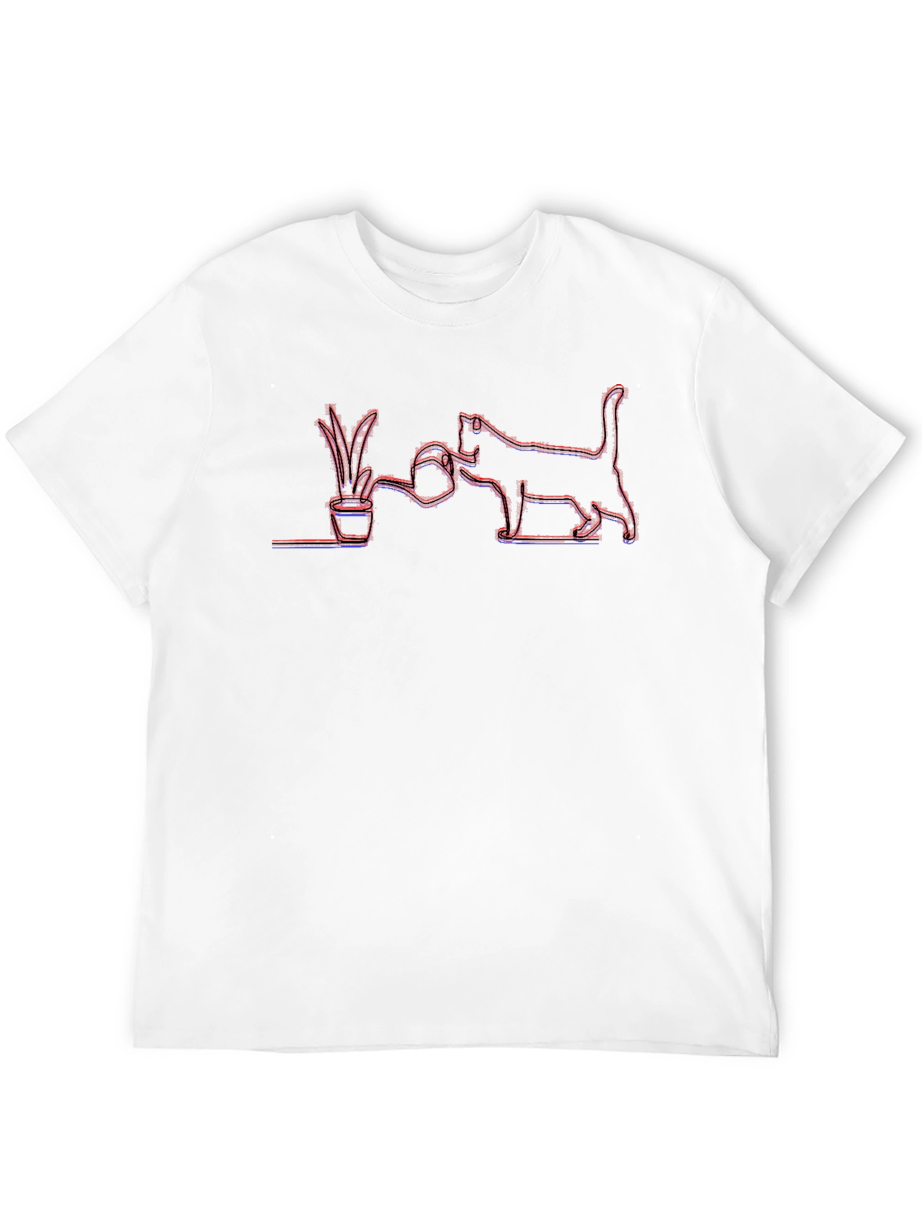 Black Cat Watering Plant Graphic T-Shirt view 12