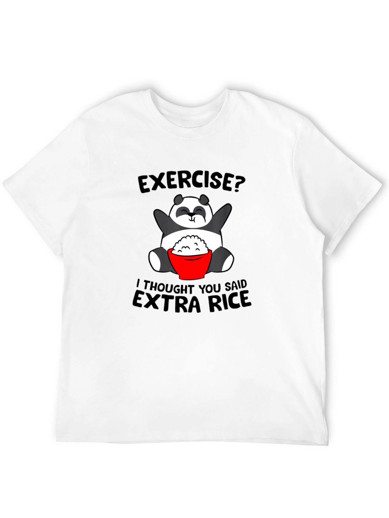 Black Funny Panda Extra Rice Graphic Tee Shirt view 12