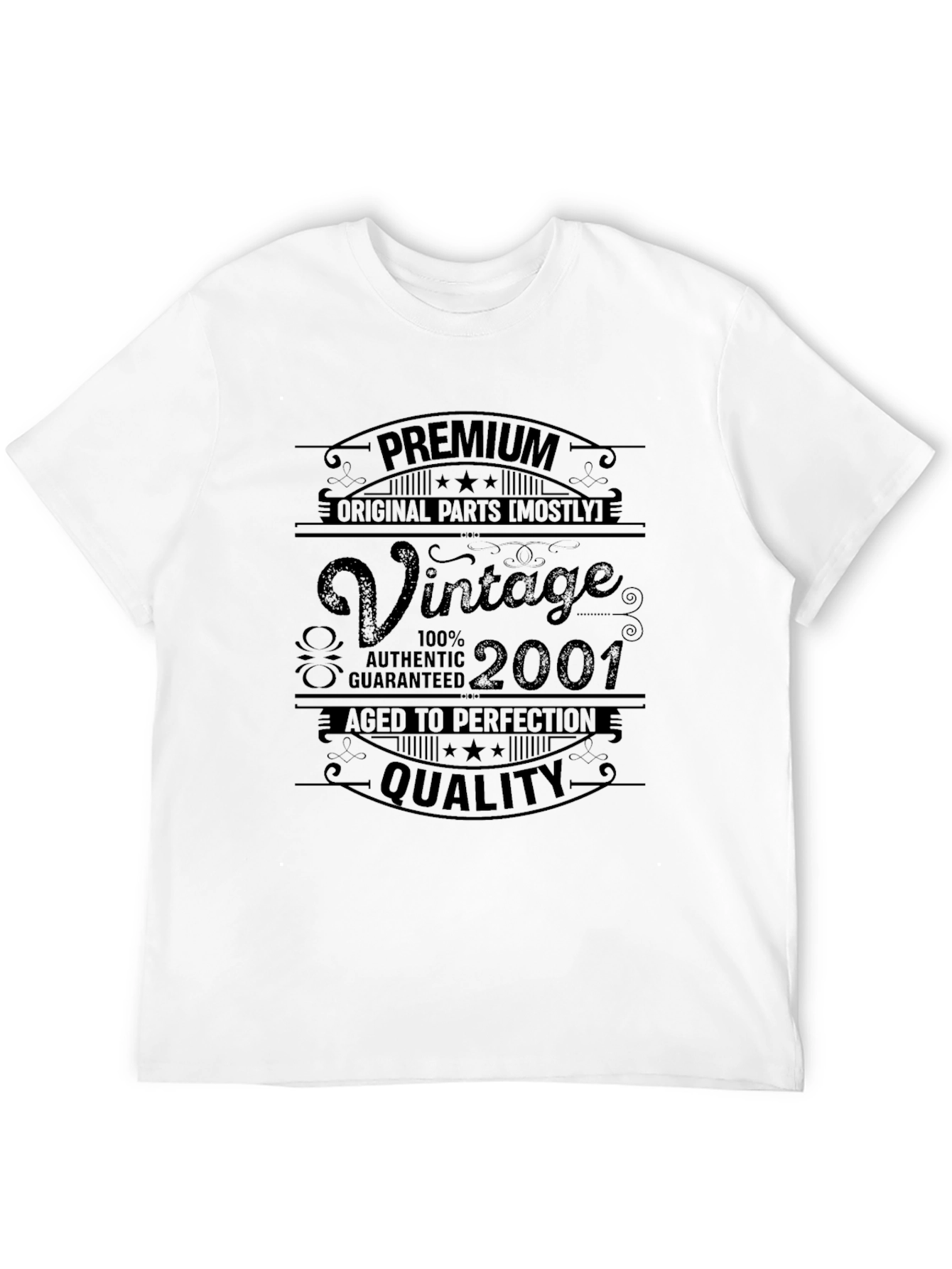 Black Vintage 2001 Premium Quality T-Shirt view 12