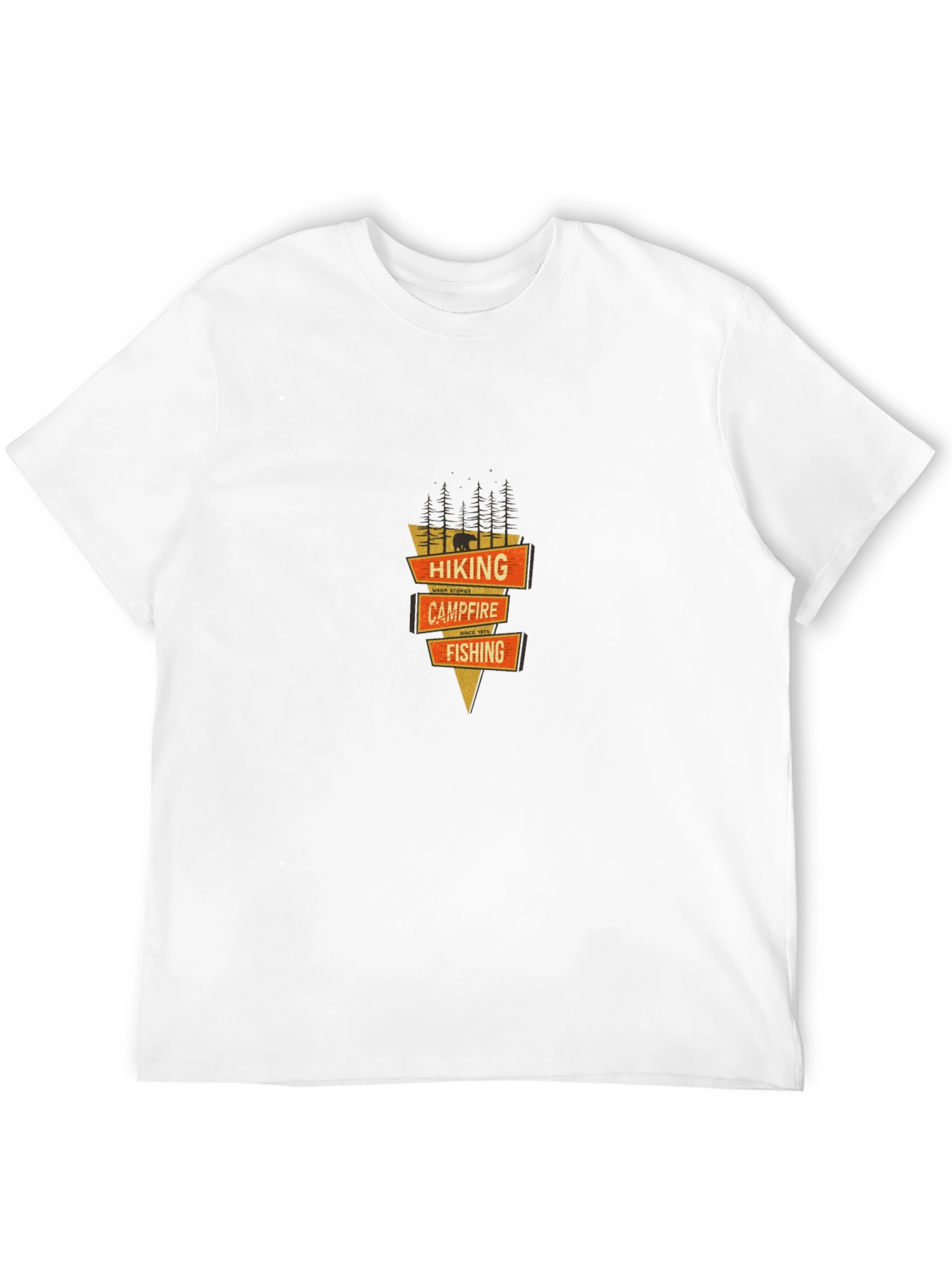 Black Hiking Campfire Fishing Graphic Tee - Black view 12