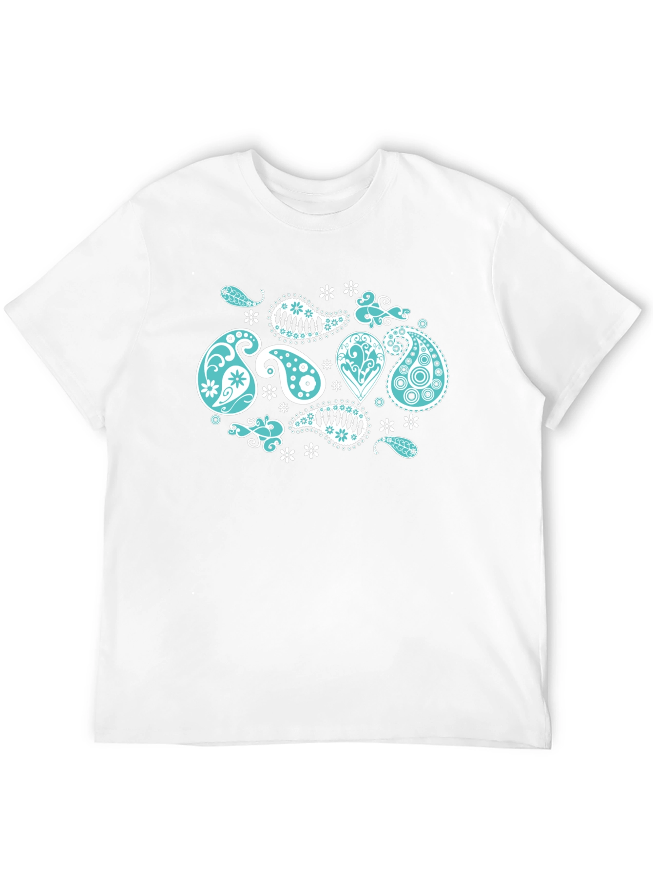 Black Black Tee with Turquoise Paisley Design view 12