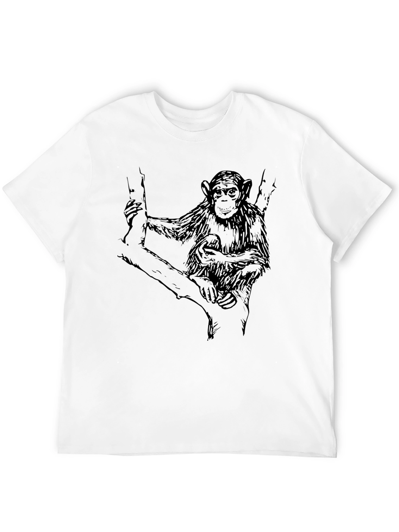 Black Chimpanzee Graphic Print Men's Black T-Shirt view 12