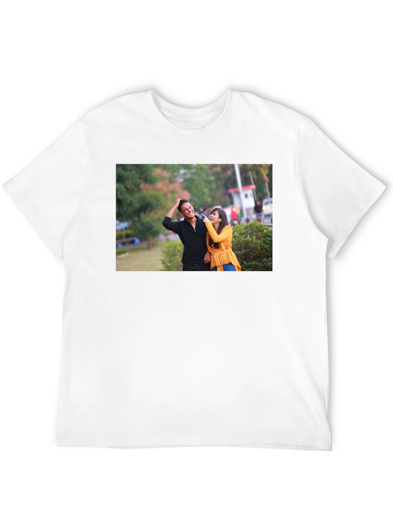 Black Stylish Black T-Shirt with Couple Print view 12