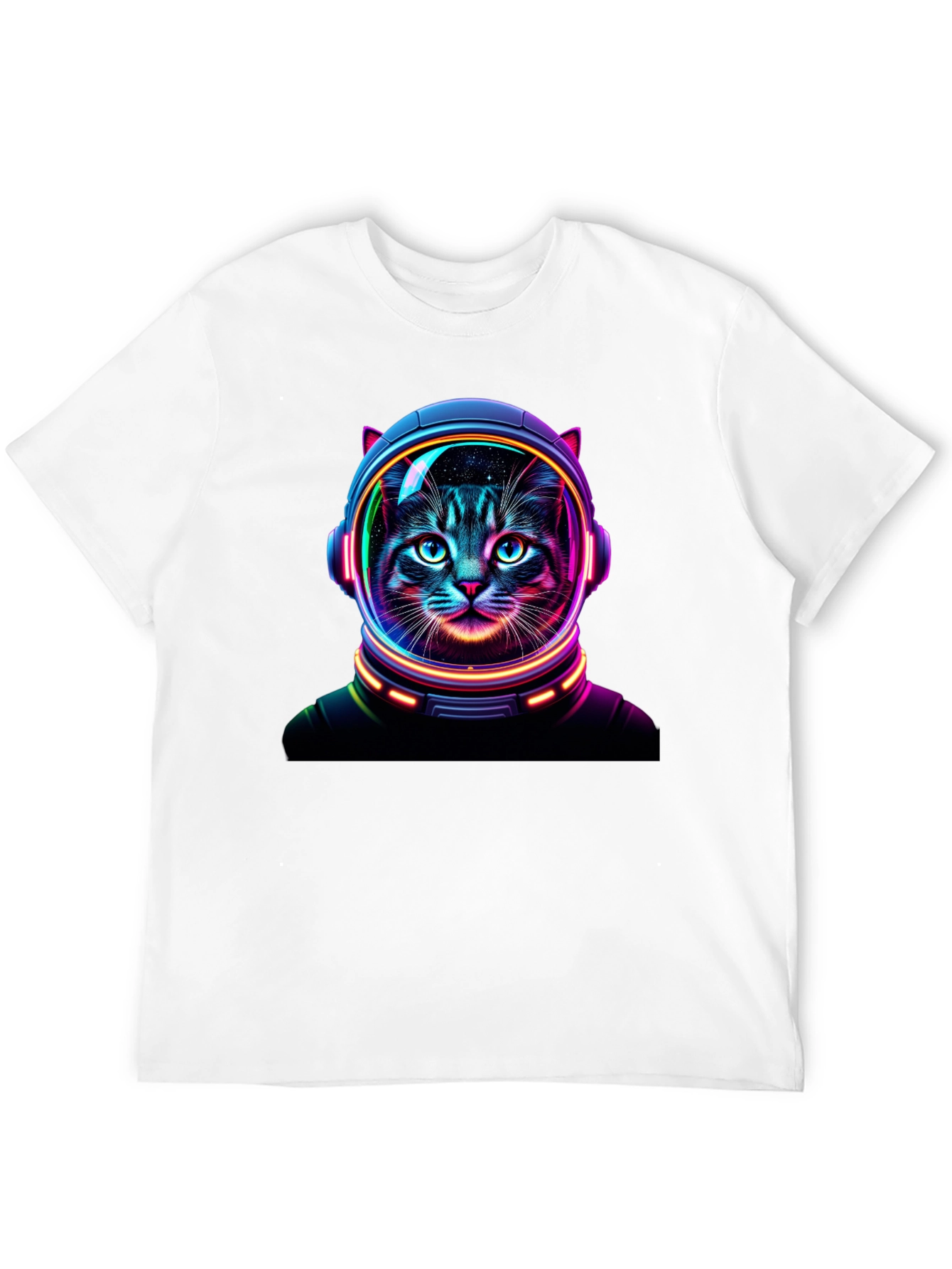 Black Cosmic Cat T-Shirt - Astronaut Feline Design view 12