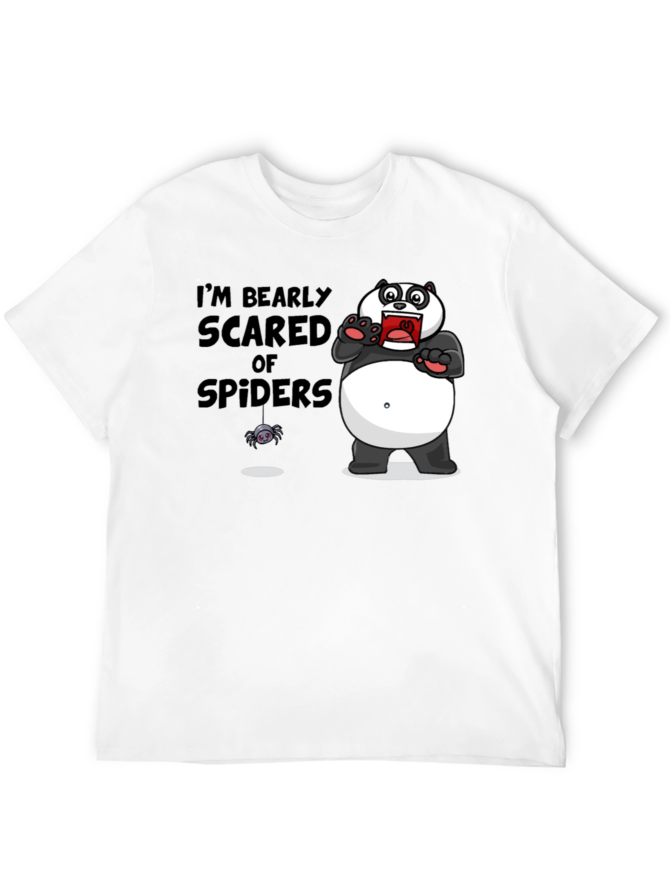 Black Bearly Scared of Spiders T-Shirt Funny Graphic Tee view 12