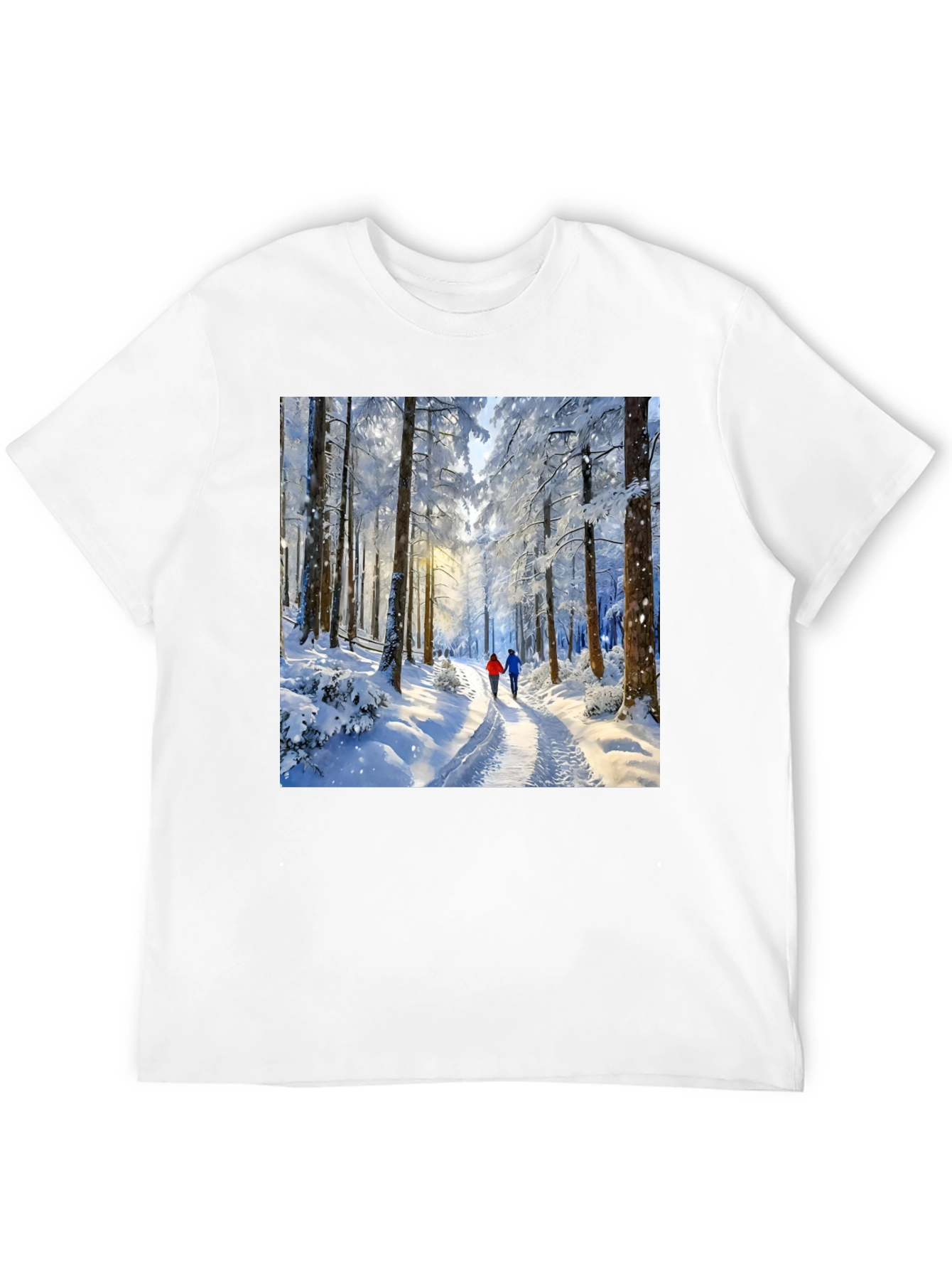 Black Winter Forest Path Graphic Tee view 12