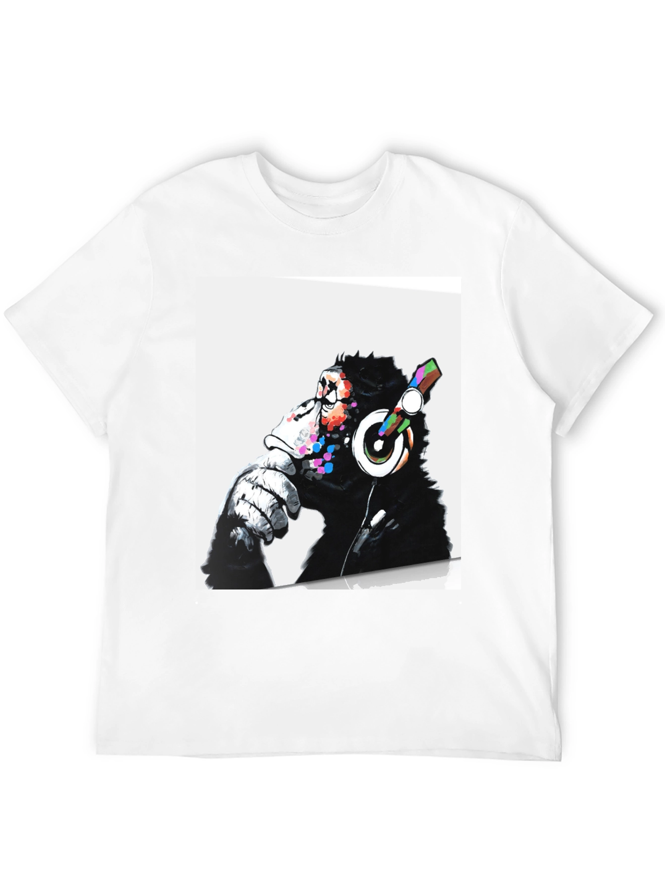 Black Cool Ape DJ Graphic Tee - Black Cotton T-Shirt view 12