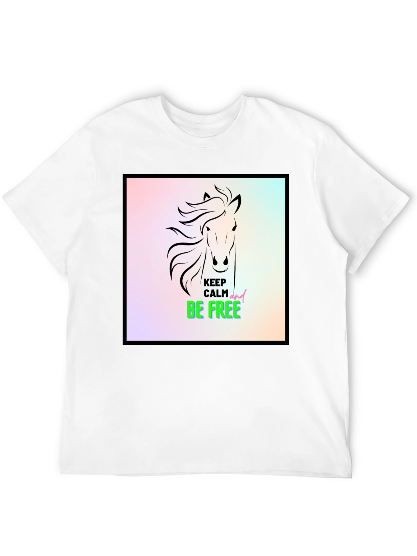 Black Keep Calm & Be Free Horse Graphic Tee view 12