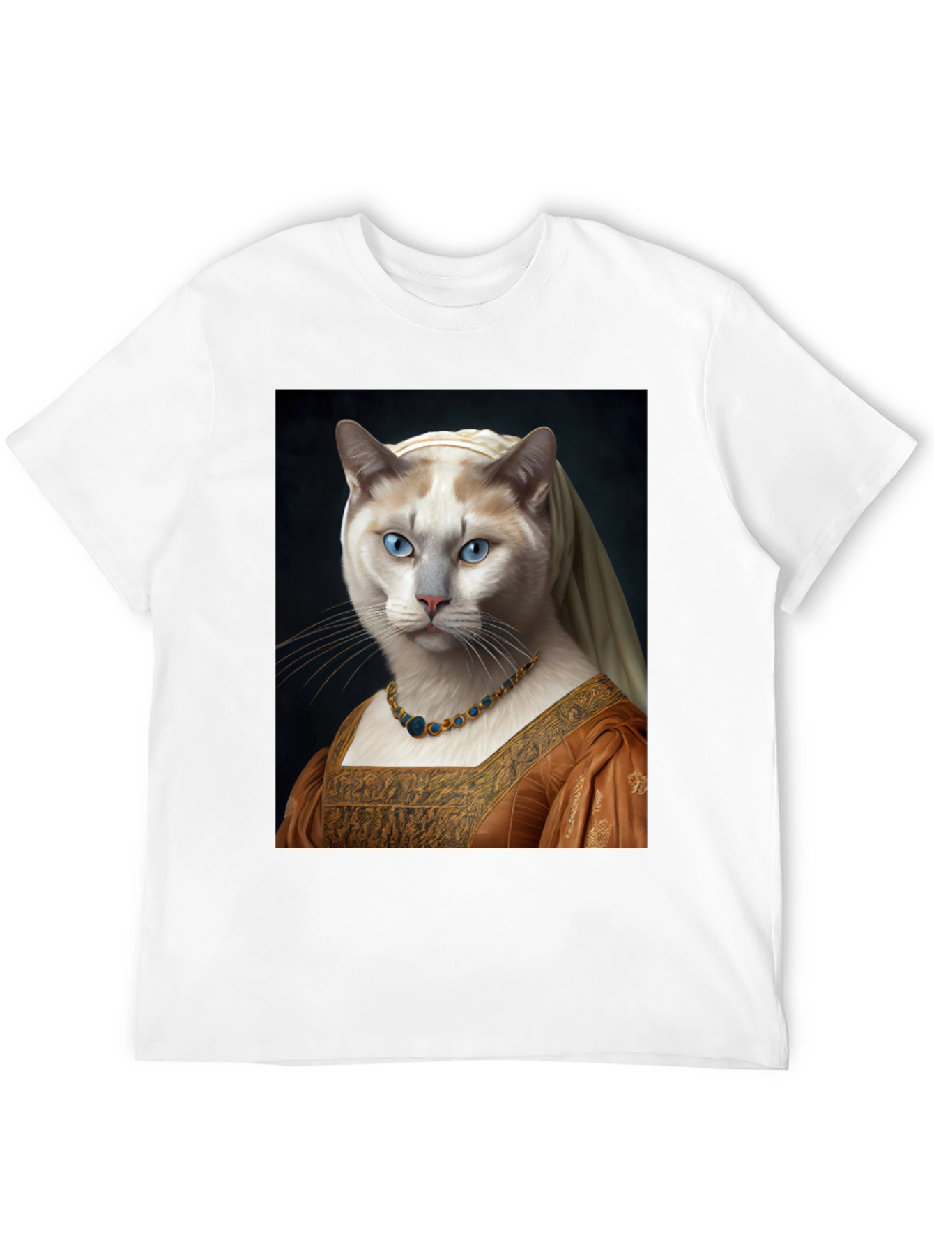 Black Cat Renaissance Portrait T-Shirt - Unique Art Tee view 12