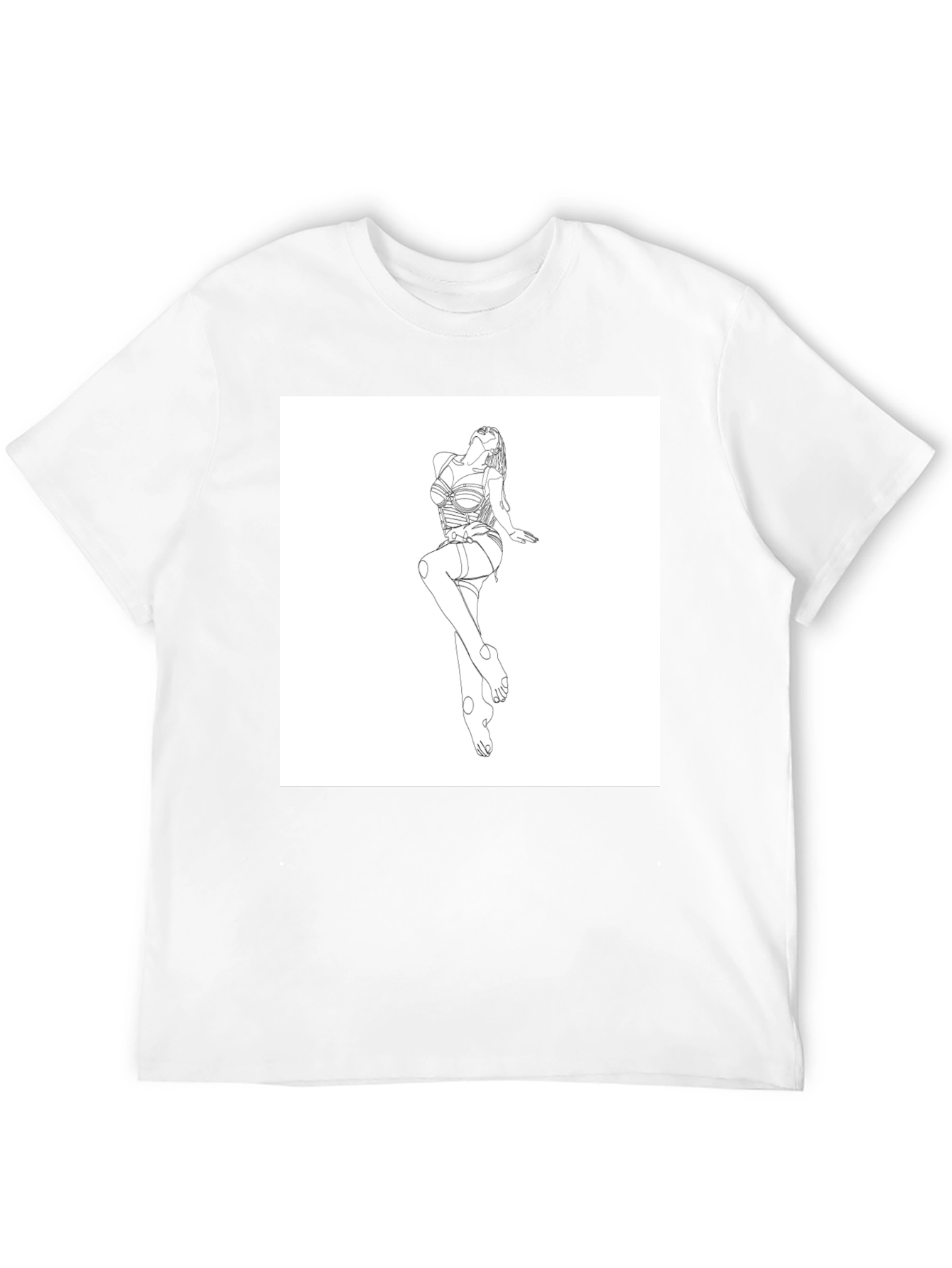 Black Line Art Graphic Tee - Modern Minimalist Design view 12