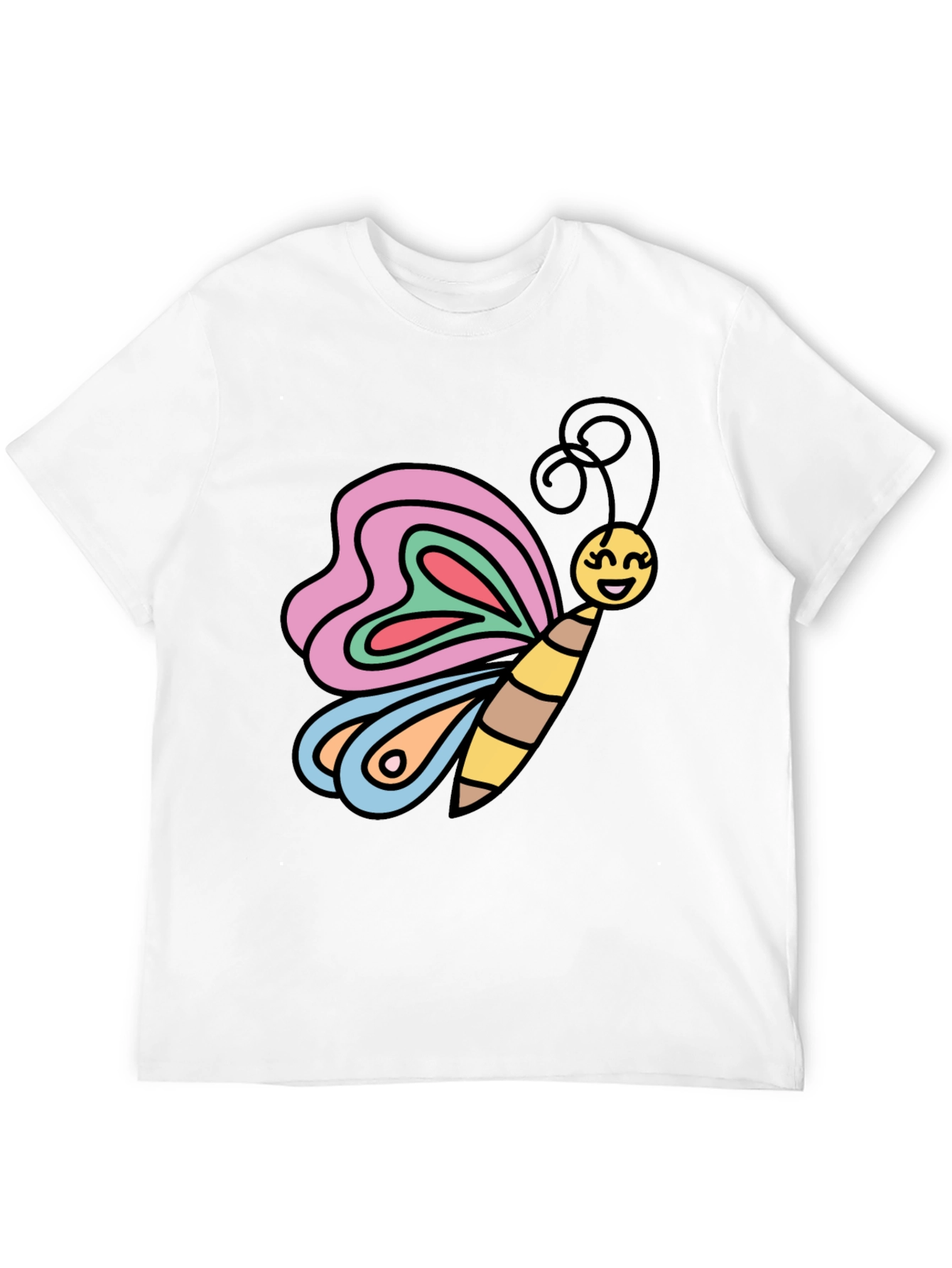 Black Butterfly Graphic Tee - Cheerful Cartoon Design view 12