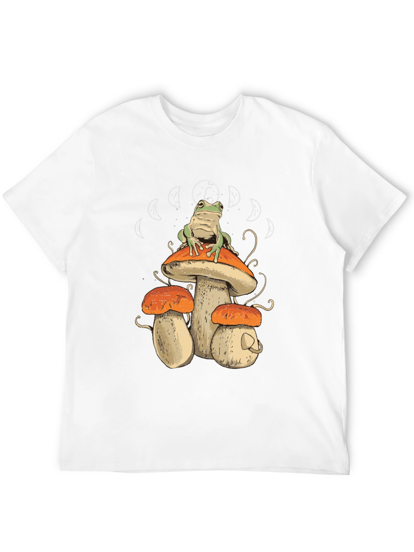 Black Frog on Mushroom Moon Phase Black T-Shirt view 12