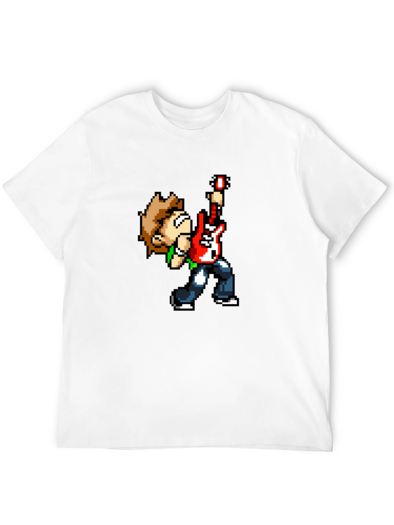 Black Pixel Art Guitar Player Black T-Shirt view 12