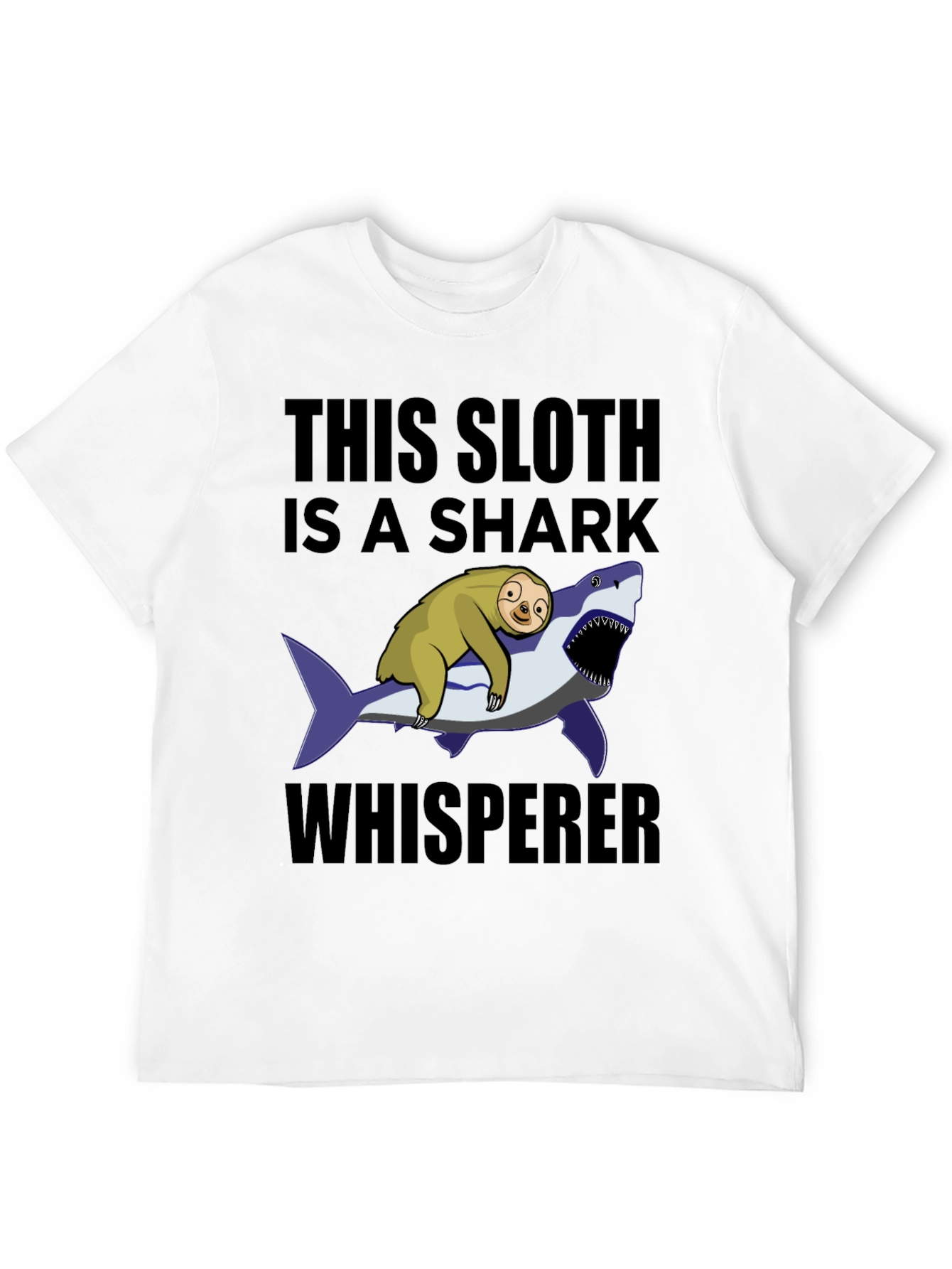 Black Sloth Shark Whisperer T-Shirt - Funny Graphic Tee view 12