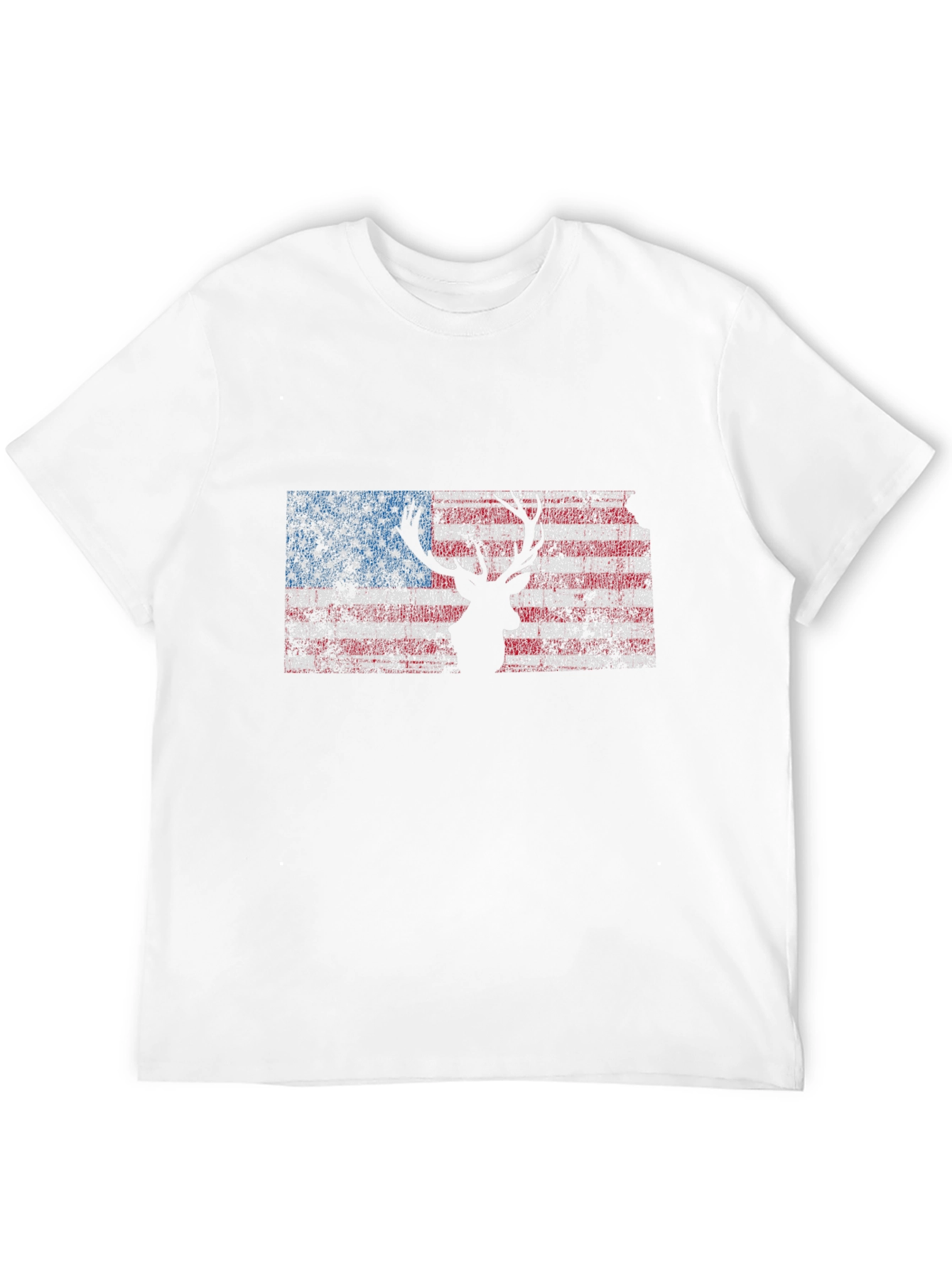 Black American Flag Deer Silhouette Graphic Tee - Patriotic Style view 12