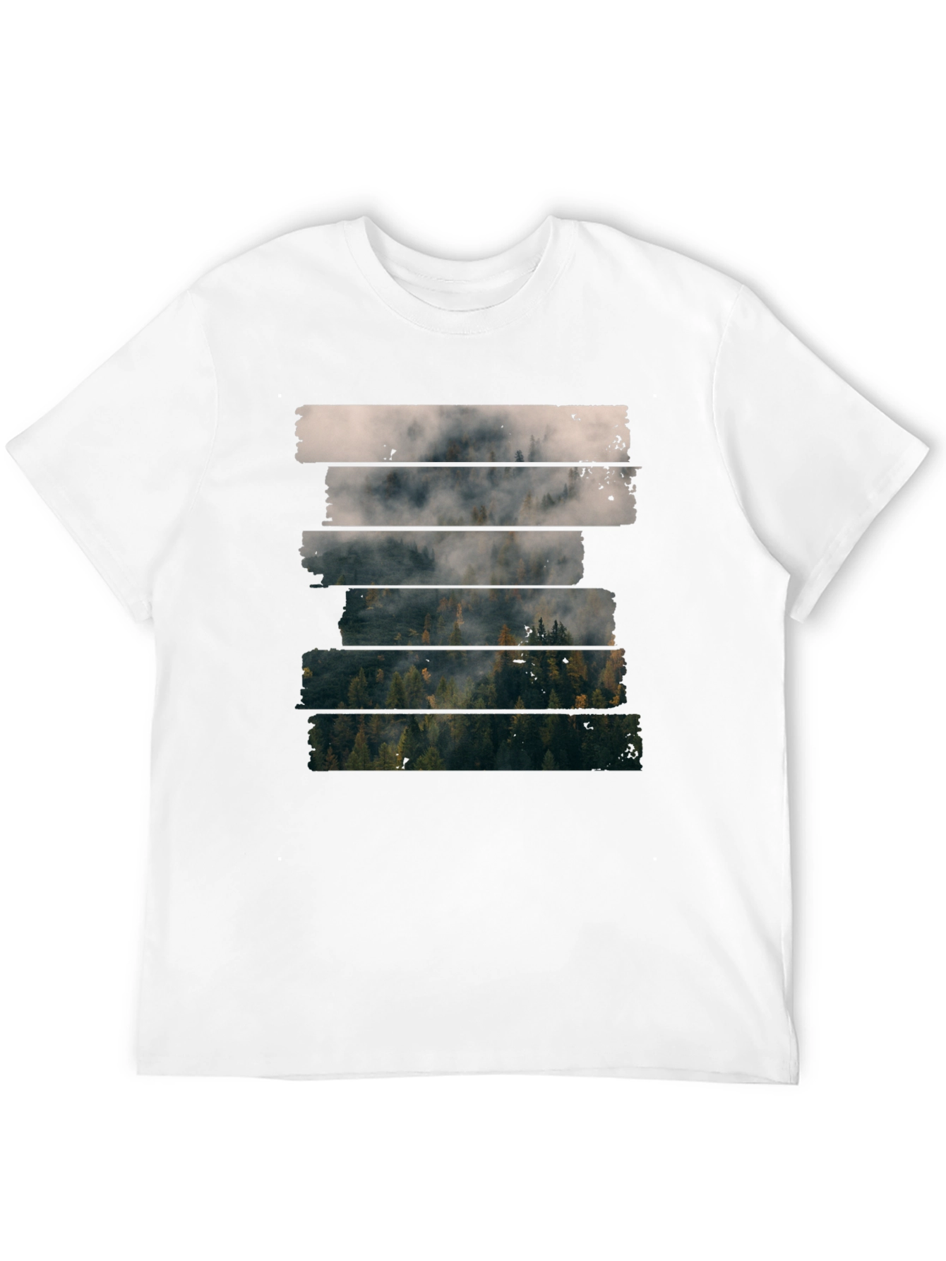 Black Foggy Forest T-Shirt - Nature Inspired Tee view 12