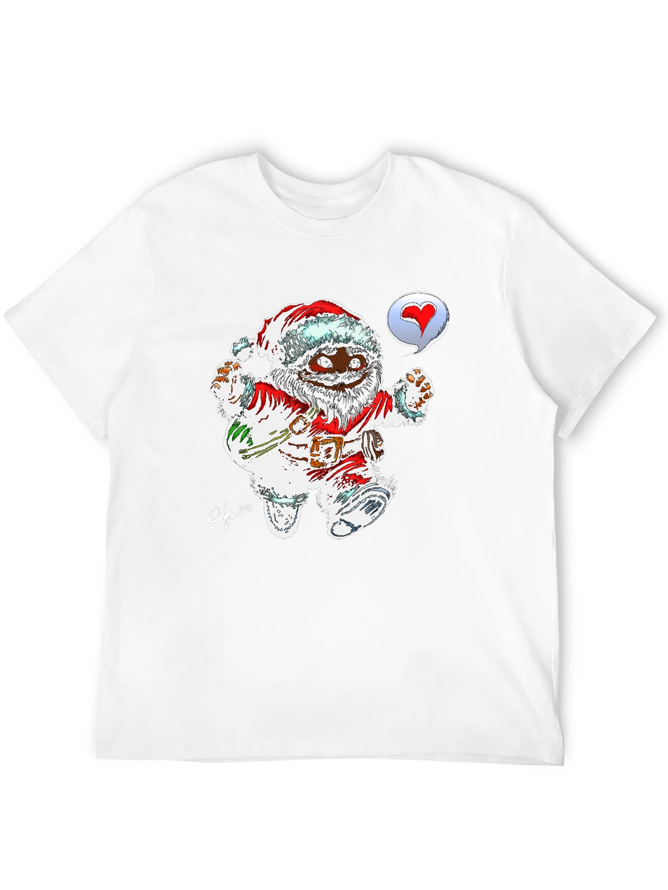 Cartoon Santa Black T-Shirt - 12