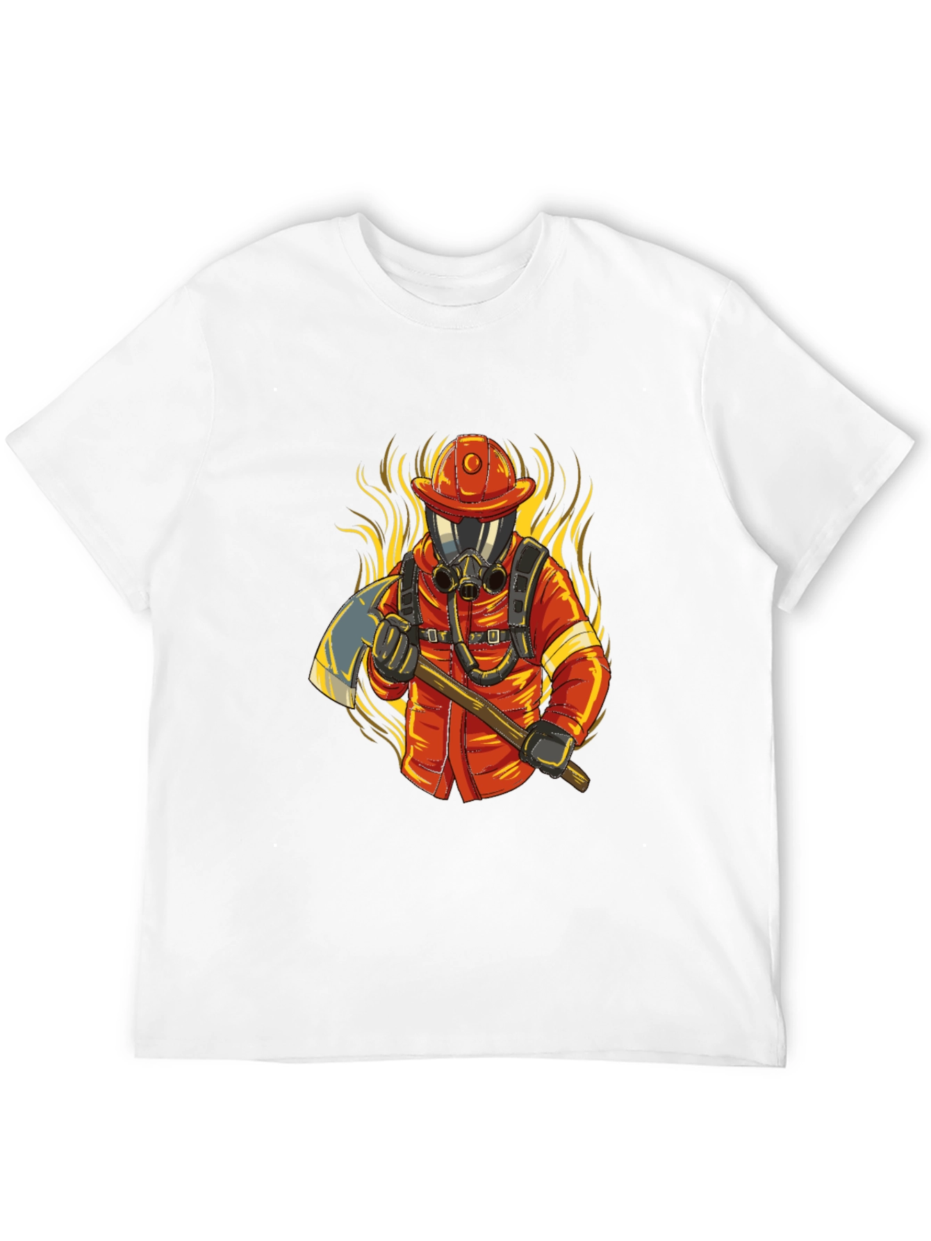 Black Firefighter Graphic Tee - Axe & Flames Design view 12