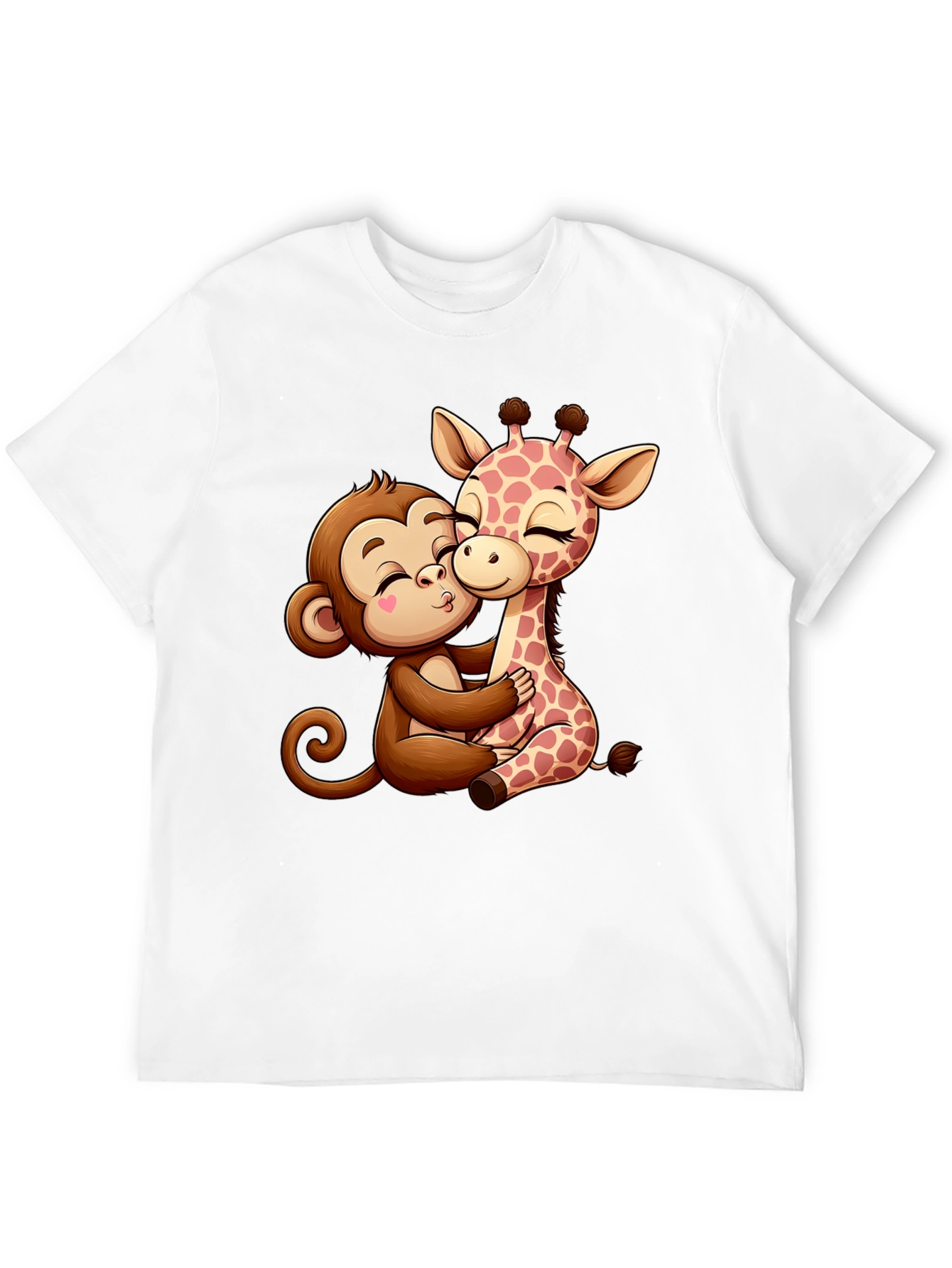 Black Monkey and Giraffe Hug Graphic Tee view 12