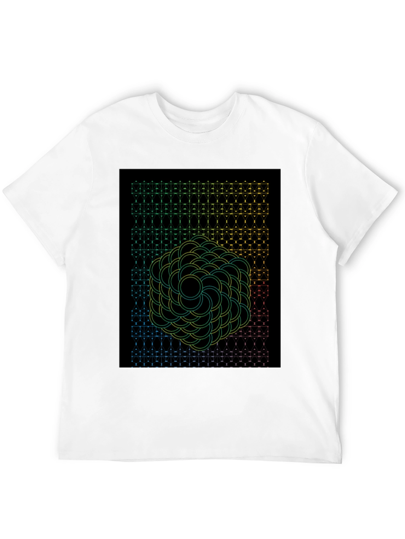 Black Geometric Flower Black T-Shirt view 12