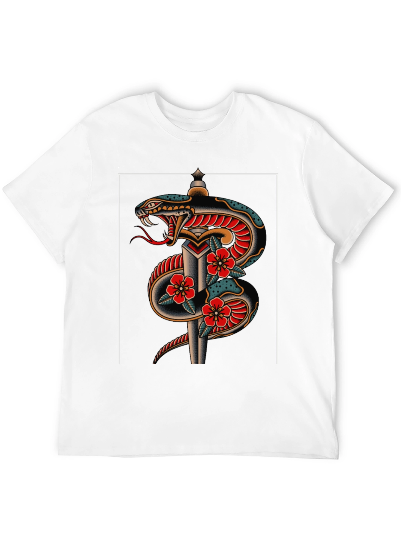 Black Snake & Dagger Graphic Tee - Classic Tattoo Style view 12