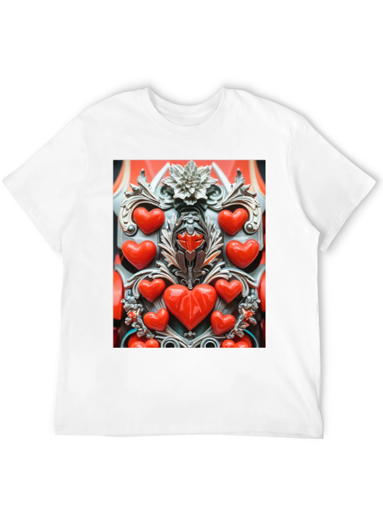 Black Heart Ornate Art Black T-Shirt view 12