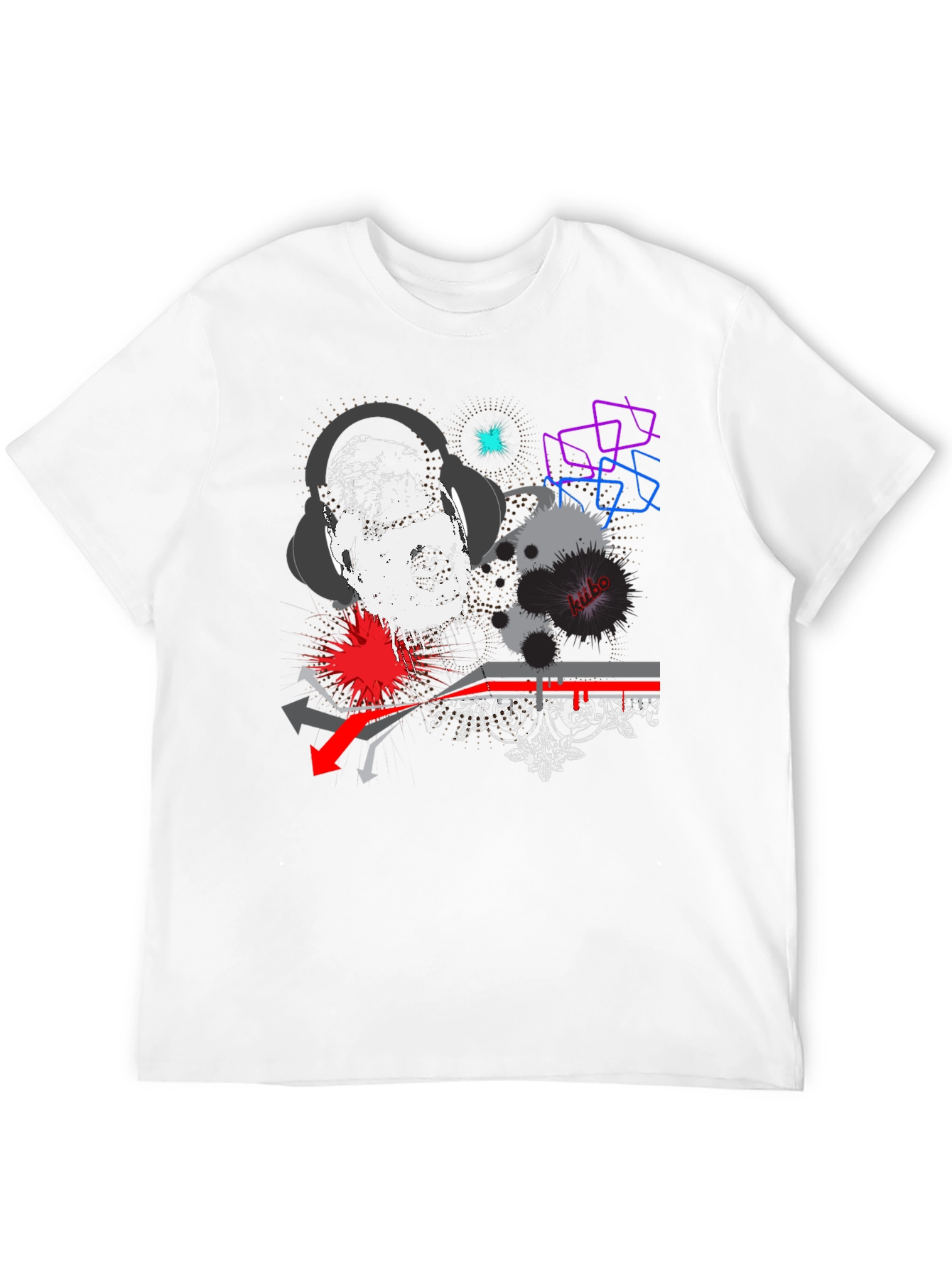 Black Abstract Graphic Print Black T-Shirt view 12