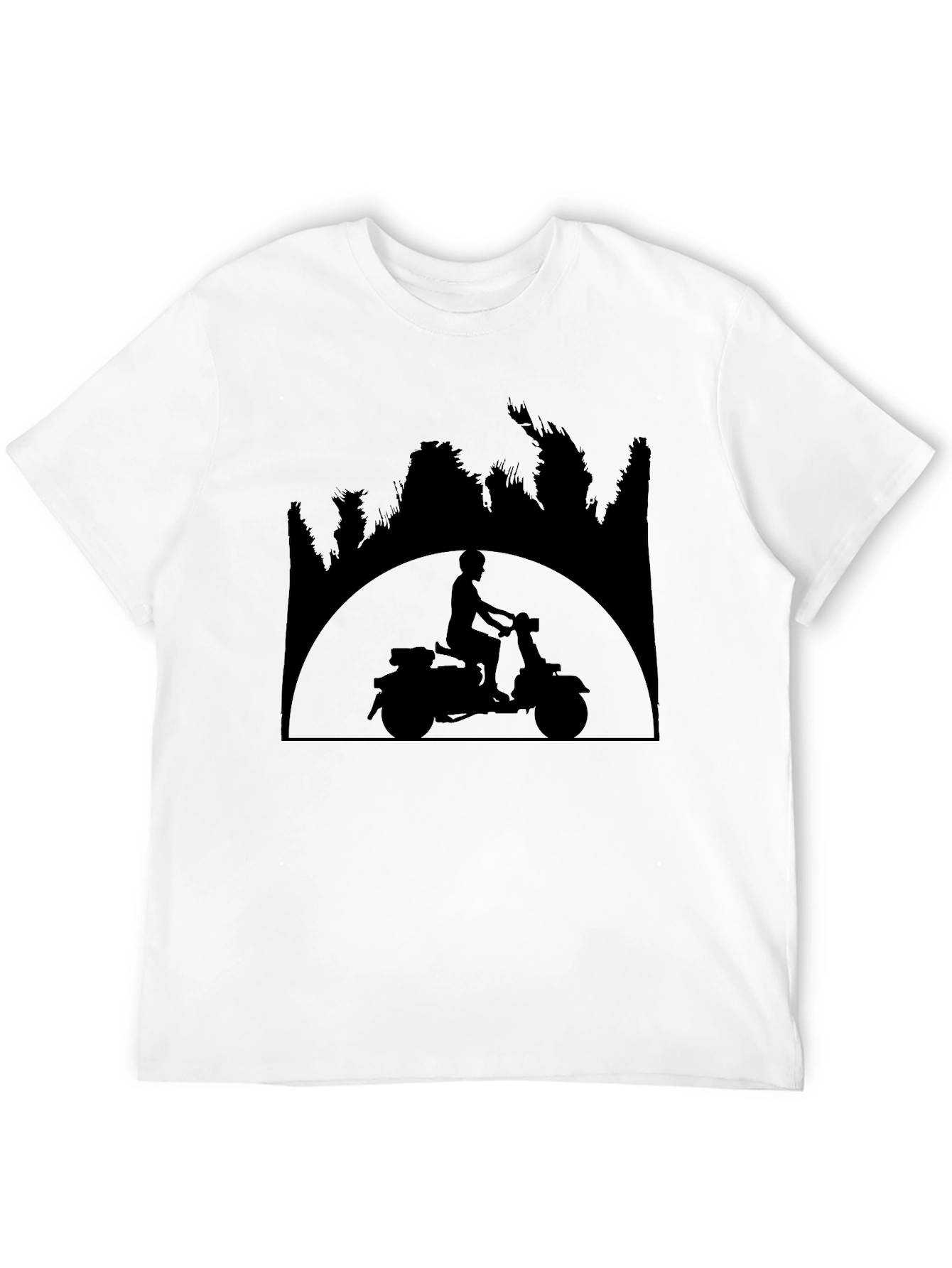 Black Retro Scooter Silhouette Black T-Shirt view 12
