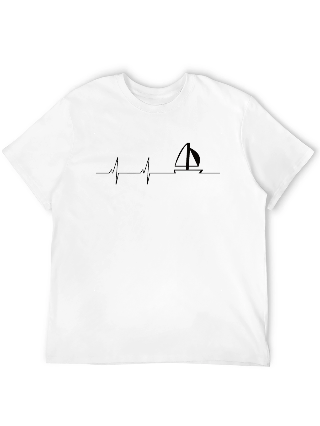 Black Sailboat Heartbeat Graphic Tee view 12