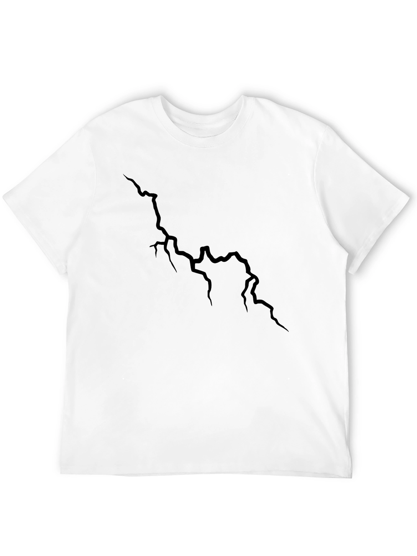 Black Men's Black Graphic Tee - Lightning Bolt Design view 12