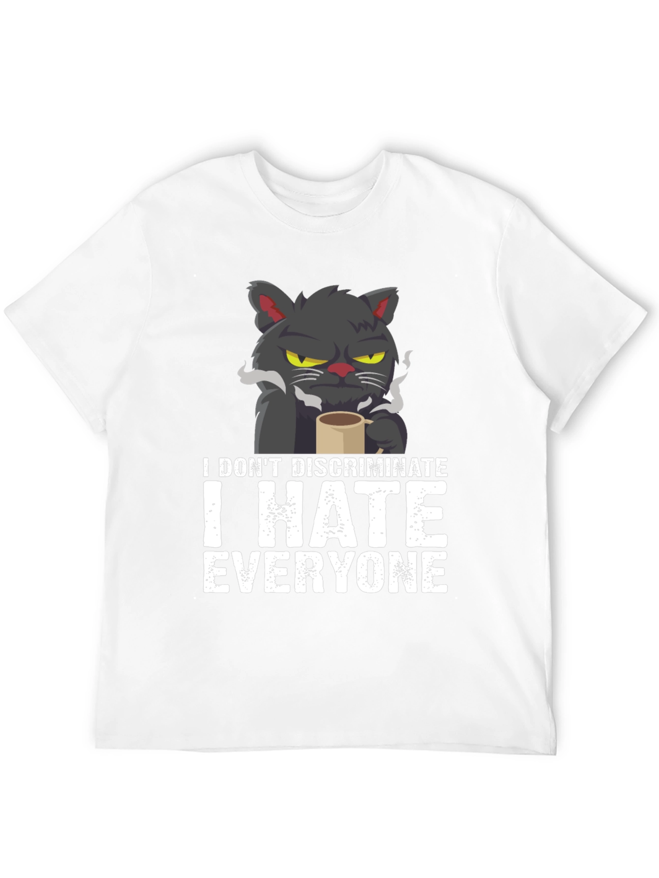 Black I Hate Everyone Cat T-Shirt view 12