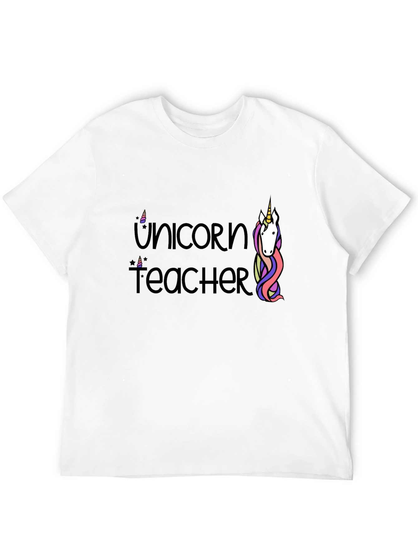 Black Unicorn Teacher Graphic T-Shirt - Black Cotton Tee view 12