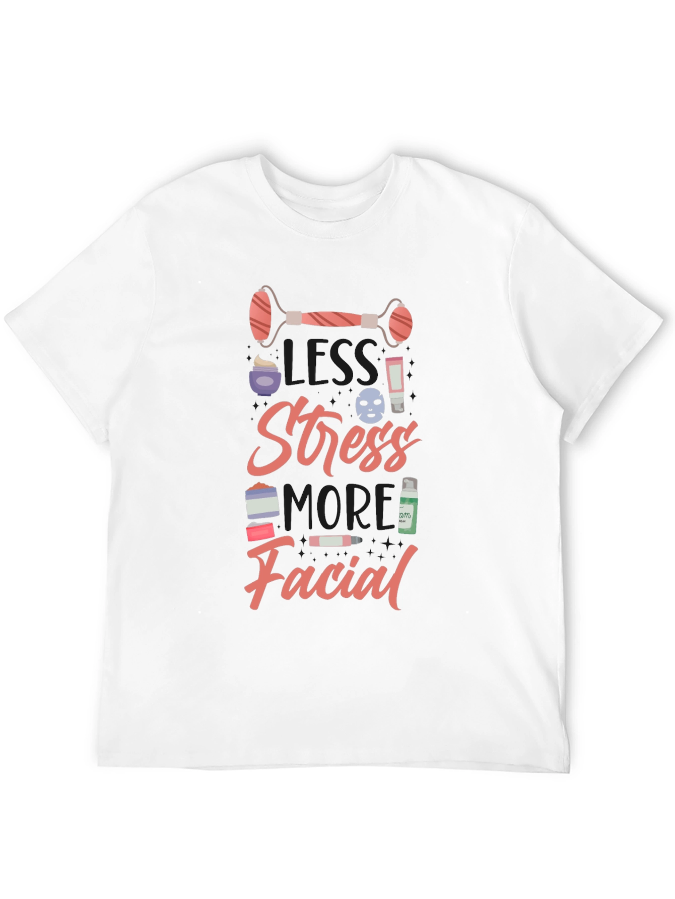 Less Stress More Facial Graphic Tee - Black - 12