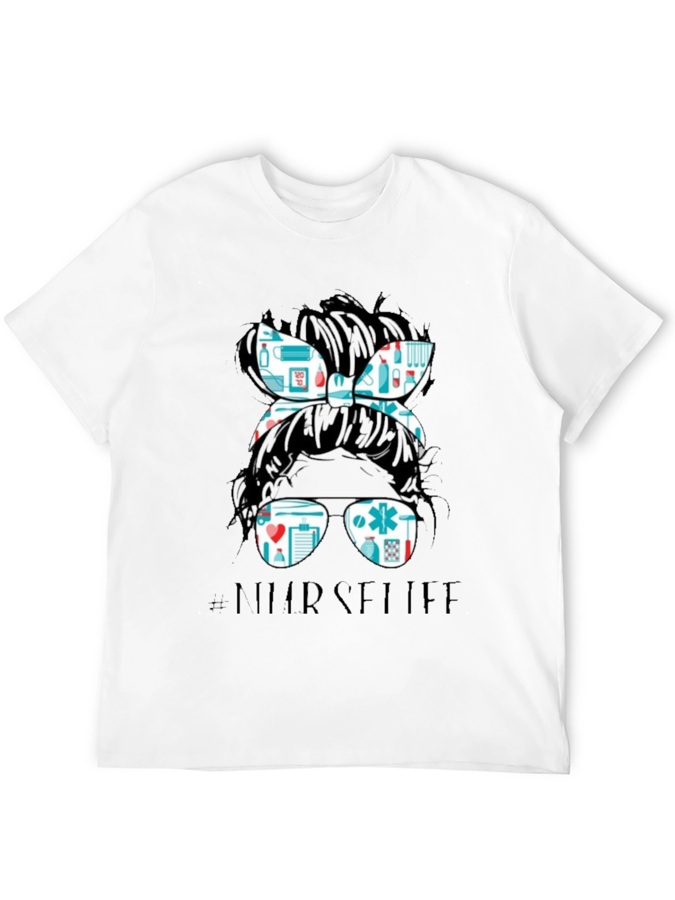 Black Nurse Life Messy Bun Graphic Tee view 12