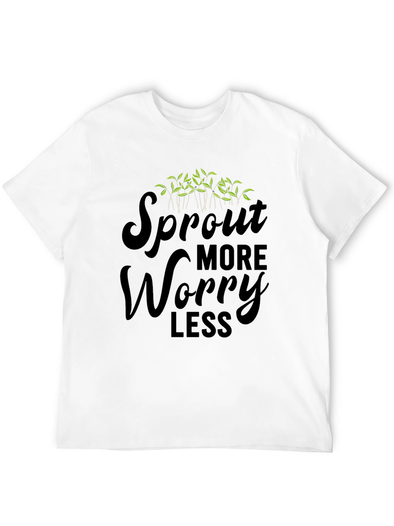 Black Sprout More Worry Less Black T-Shirt view 12