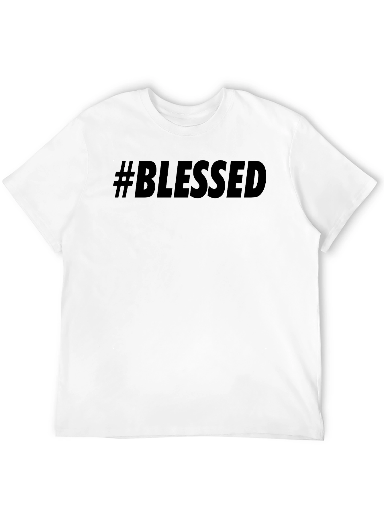 Black #Blessed Graphic Print Crew Neck Tee - Black view 12
