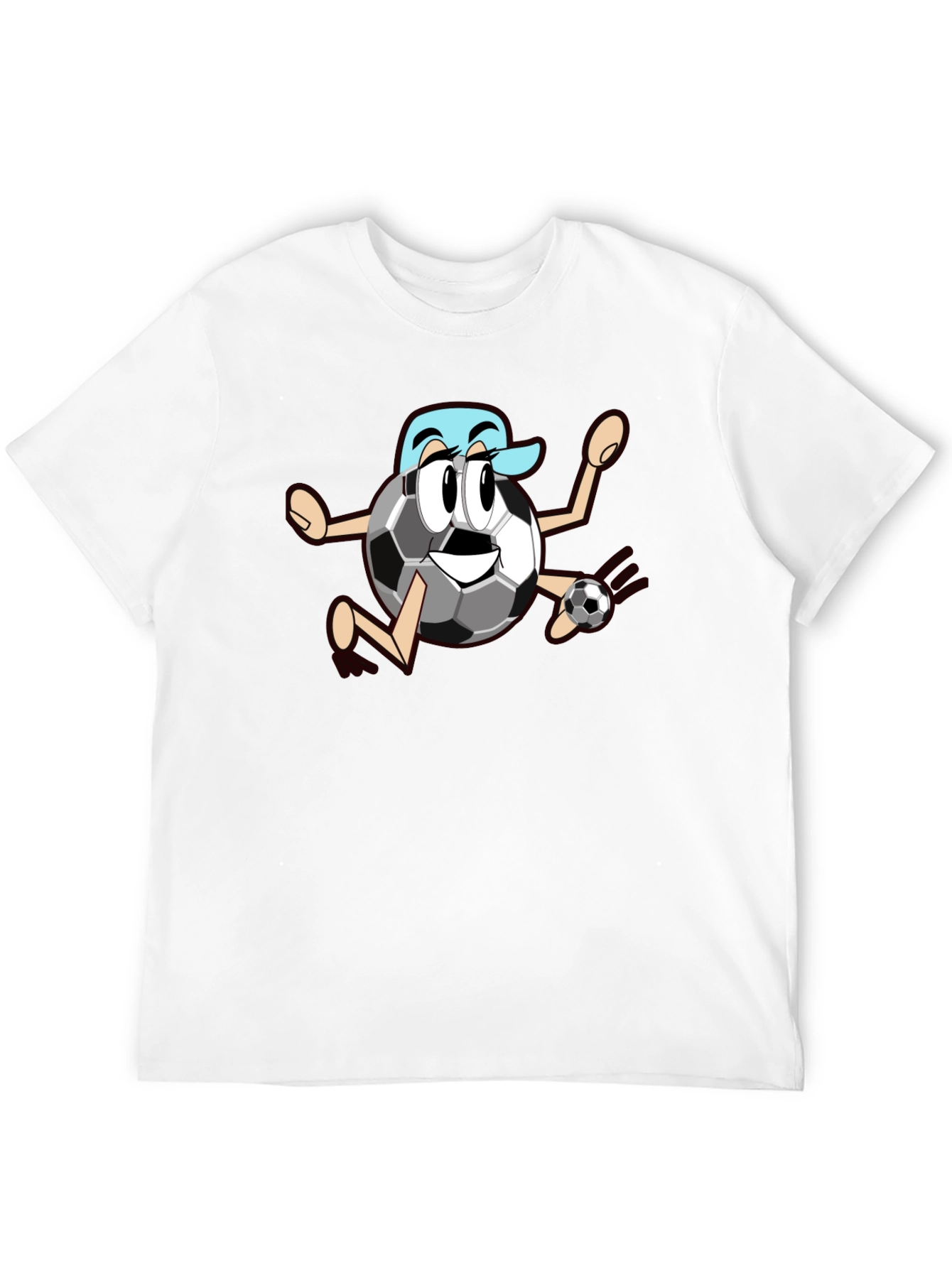 Black Funny Soccer Ball Cartoon Black T-Shirt view 12