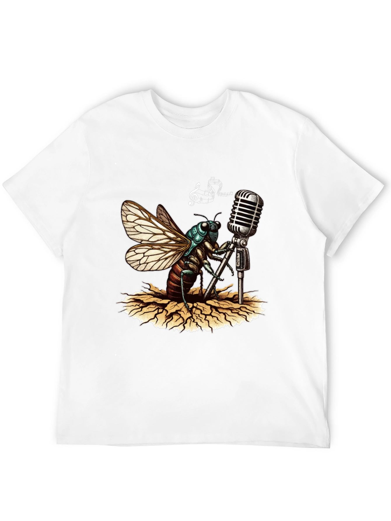 Black Cicada Singer Graphic Tee - Retro Mic view 12
