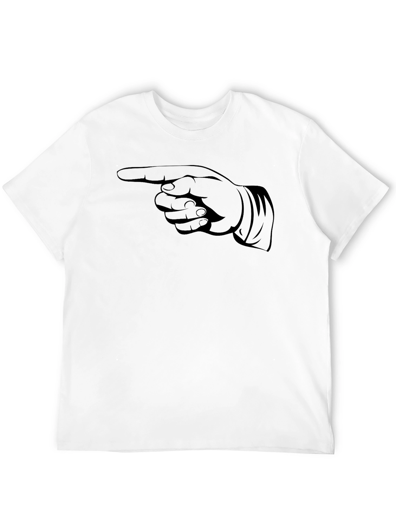 Black Pointing Finger Graphic Tee - Black Cotton T-Shirt view 12