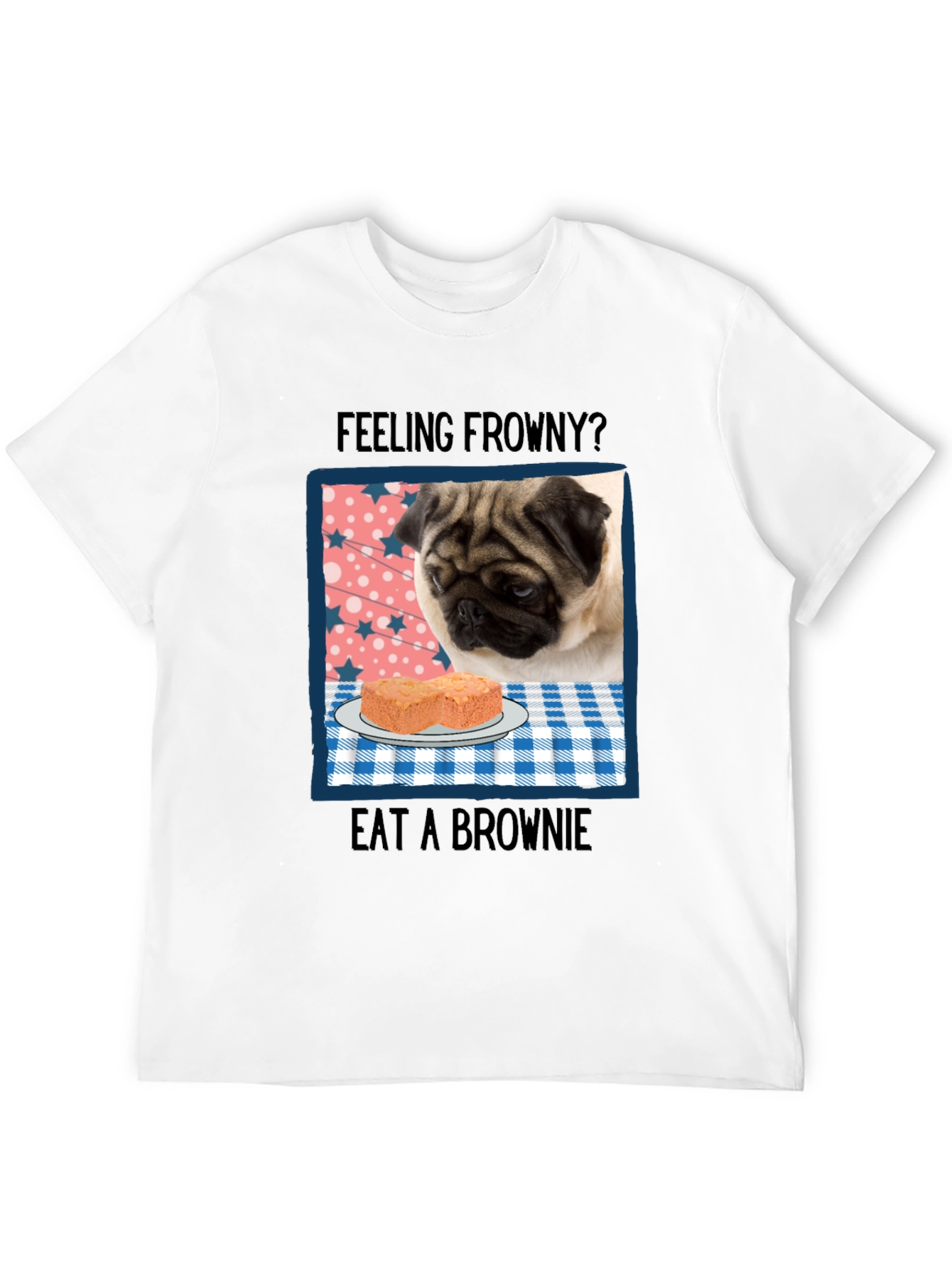Black Feeling Frowny Pug T-Shirt view 12